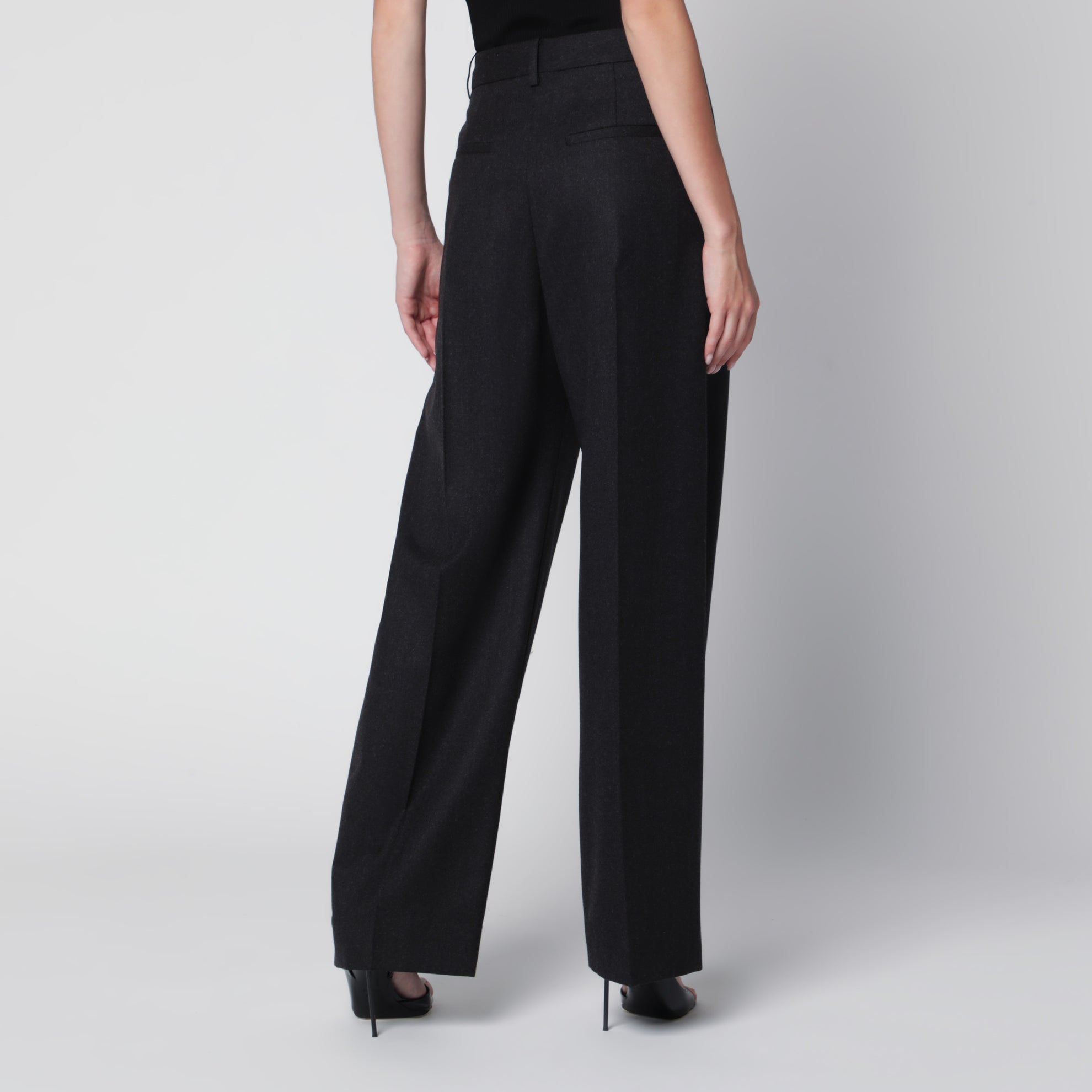 Pantalone Cecilia in lana grigio mélange scuro