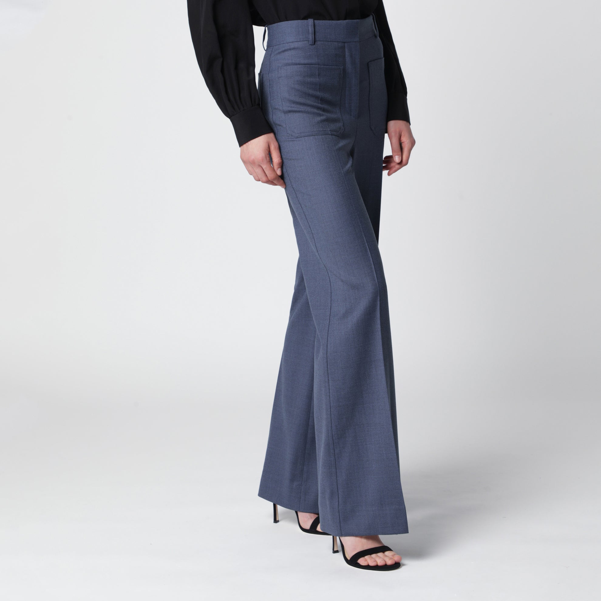 Alina trousers in blue mélange wool blend