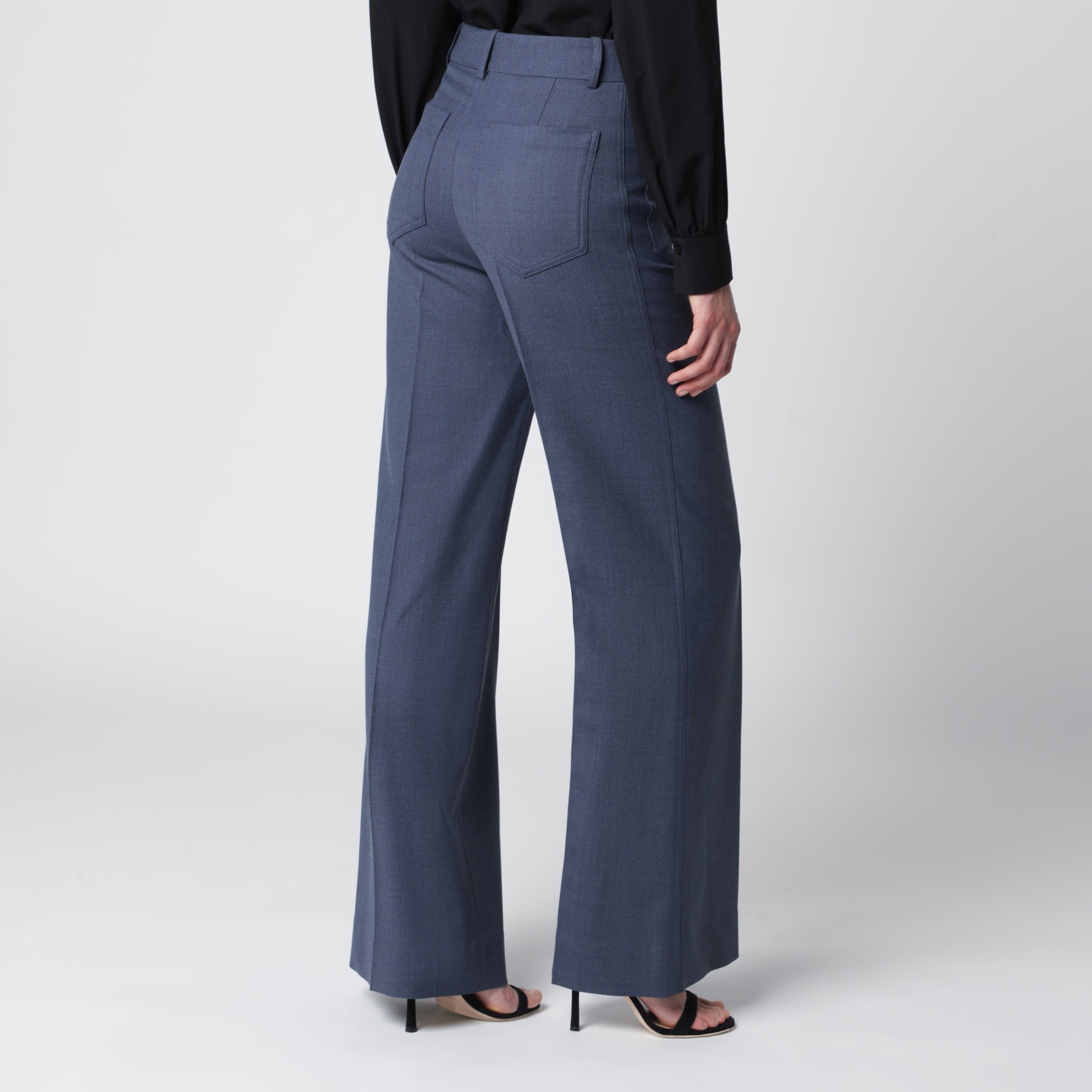 Alina trousers in blue mélange wool blend
