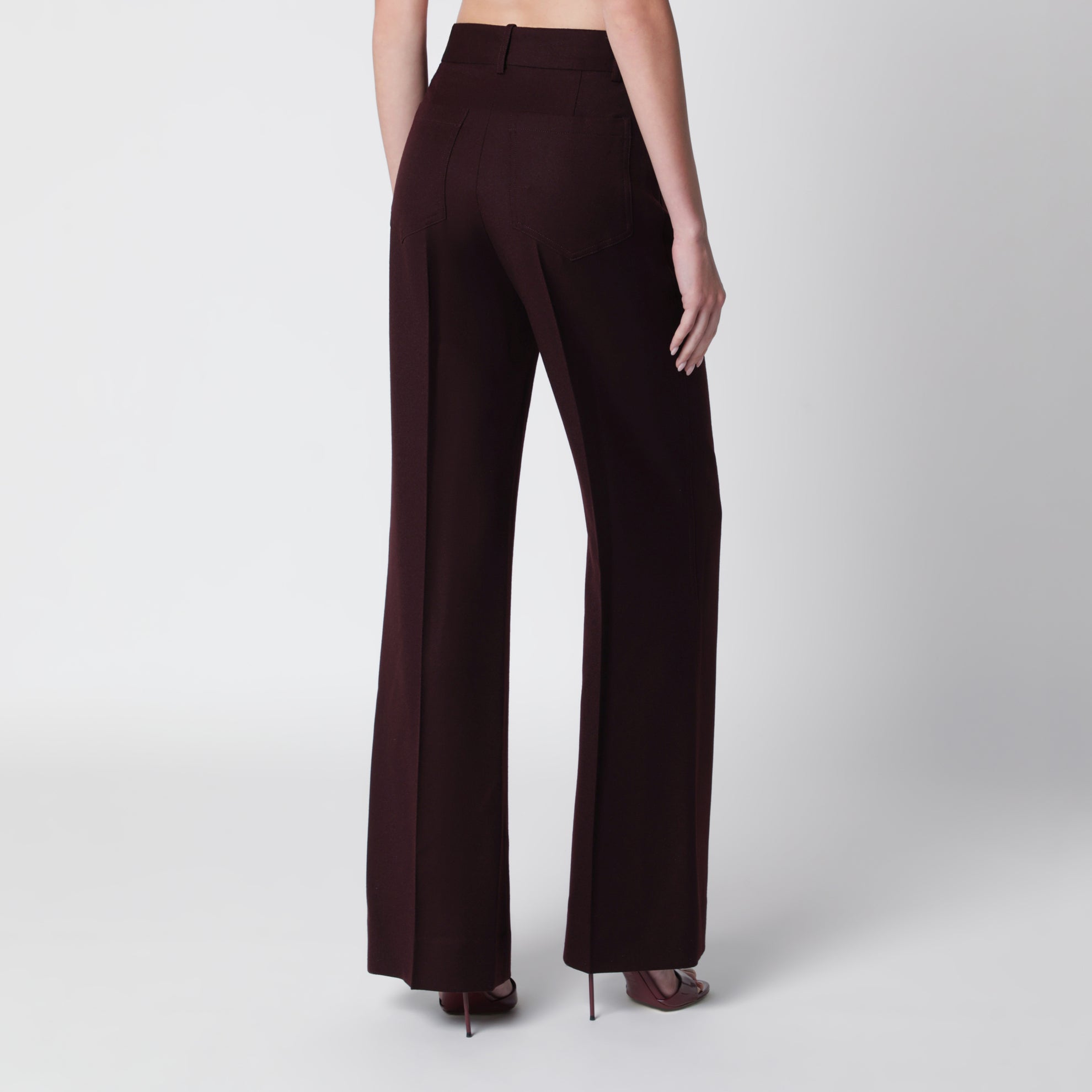 Pantaloni in flanella di lana vergine viola scuro Acai