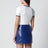 White/blue contrast cotton crew-neck T-shirt