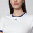 White/blue contrast cotton crew-neck T-shirt