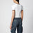 T-shirt con girocollo a contrasto in cotone bianca/marrone