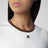 T-shirt con girocollo a contrasto in cotone bianca/marrone
