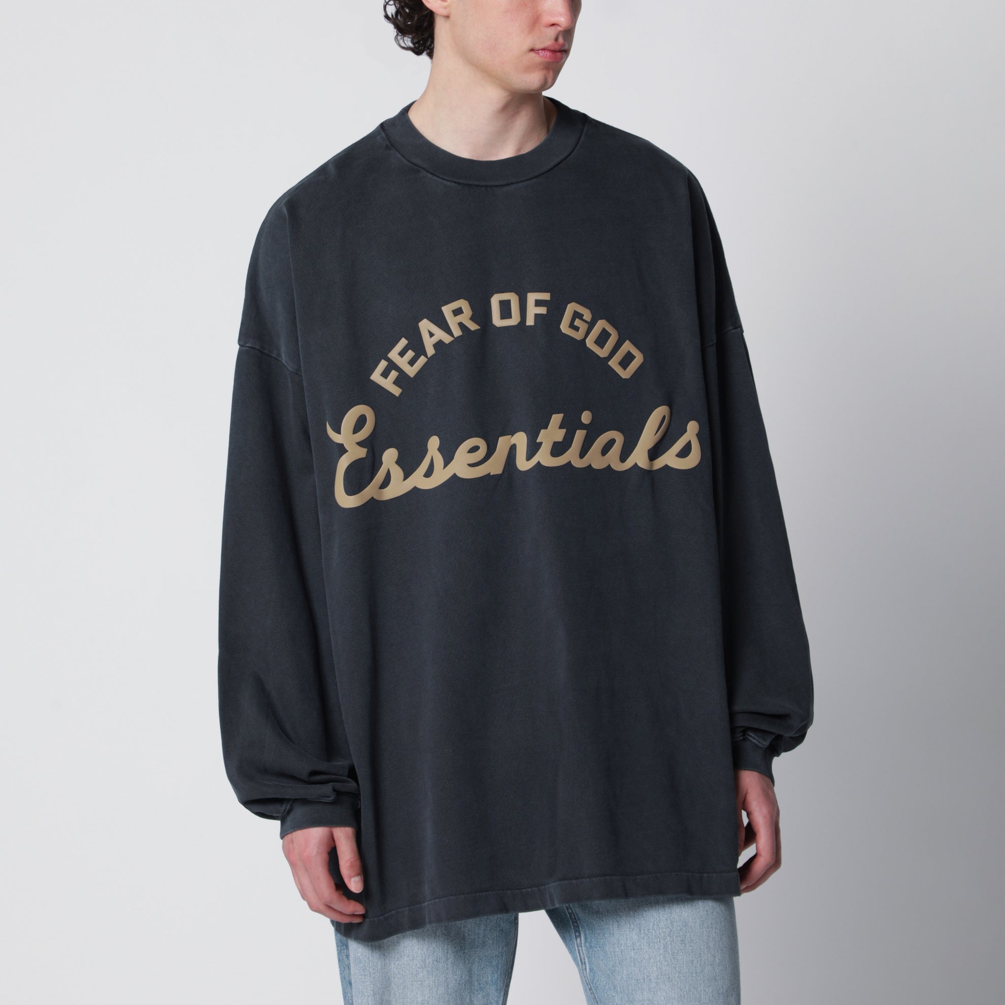 T-shirt Training 90s à manches longues en jersey de coton gris