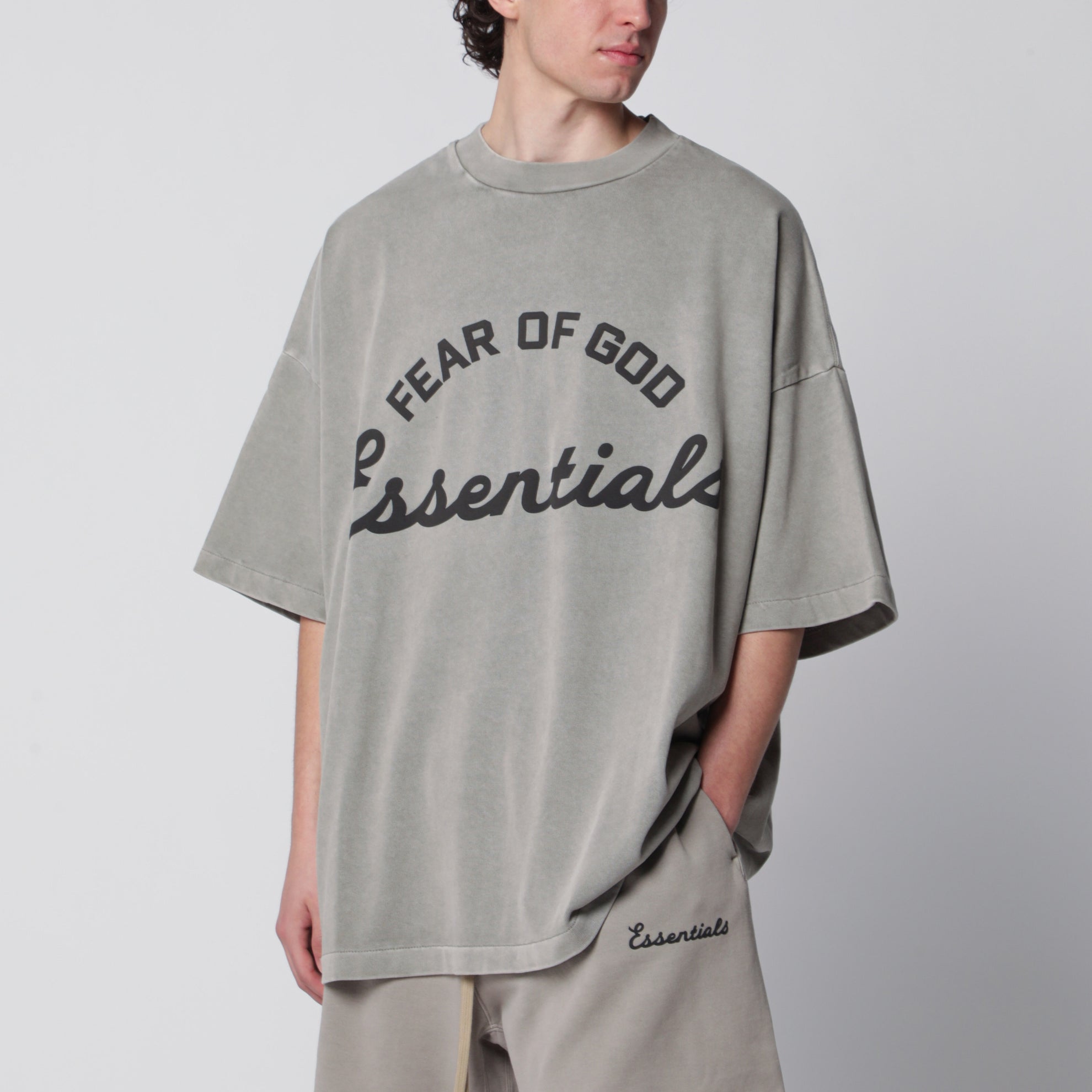 T-shirt Training 90s en jersey de coton gris délavé