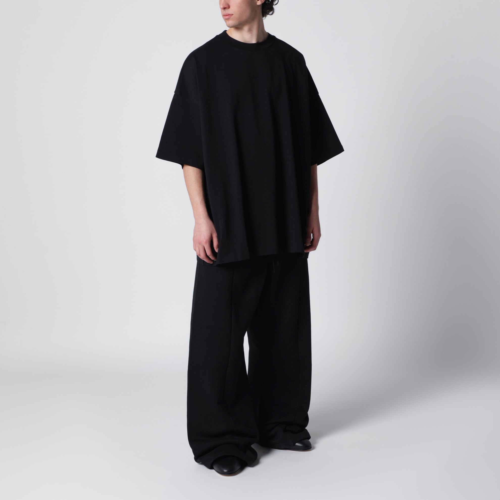 T-shirt Signature 90s oversize in jersey di cotone nera