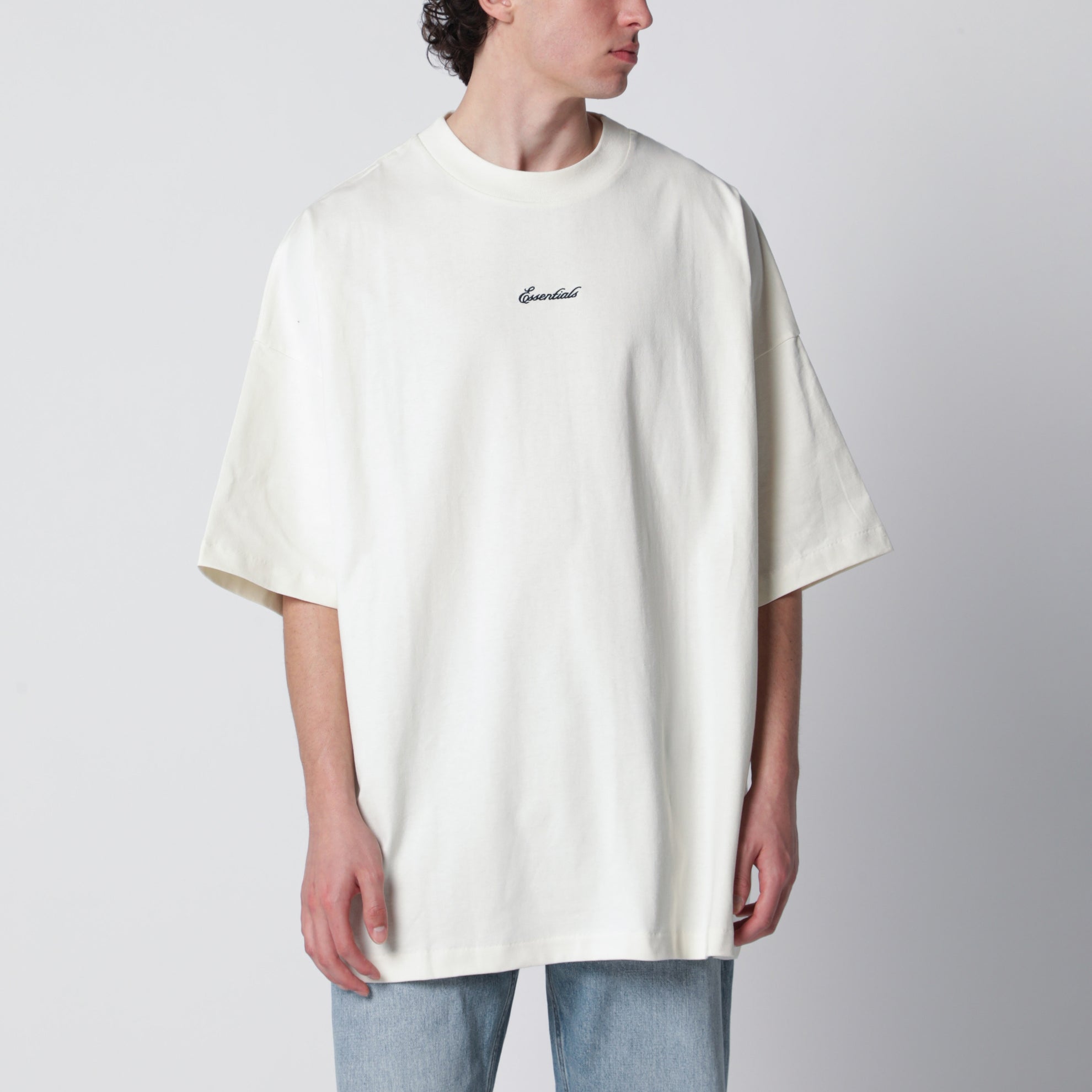 T-shirt Signature 90s oversize in jersey di cotone avorio