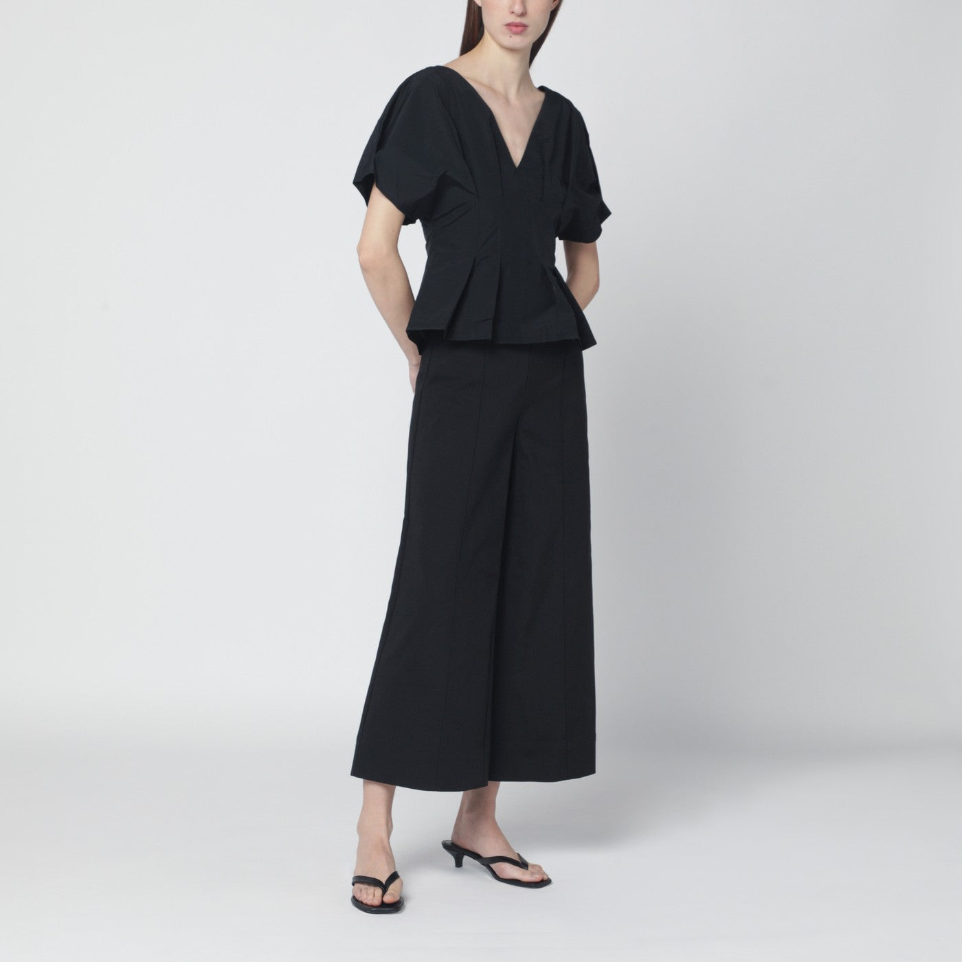 Top Rozen nero in faille di cotone