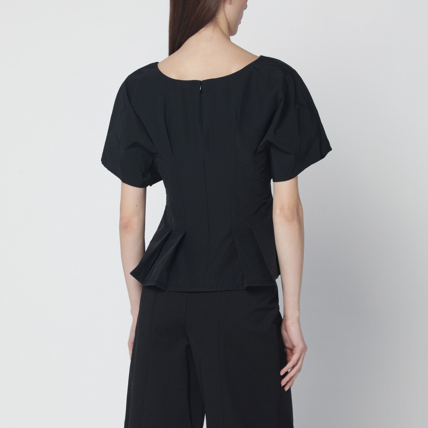 Top Rozen nero in faille di cotone