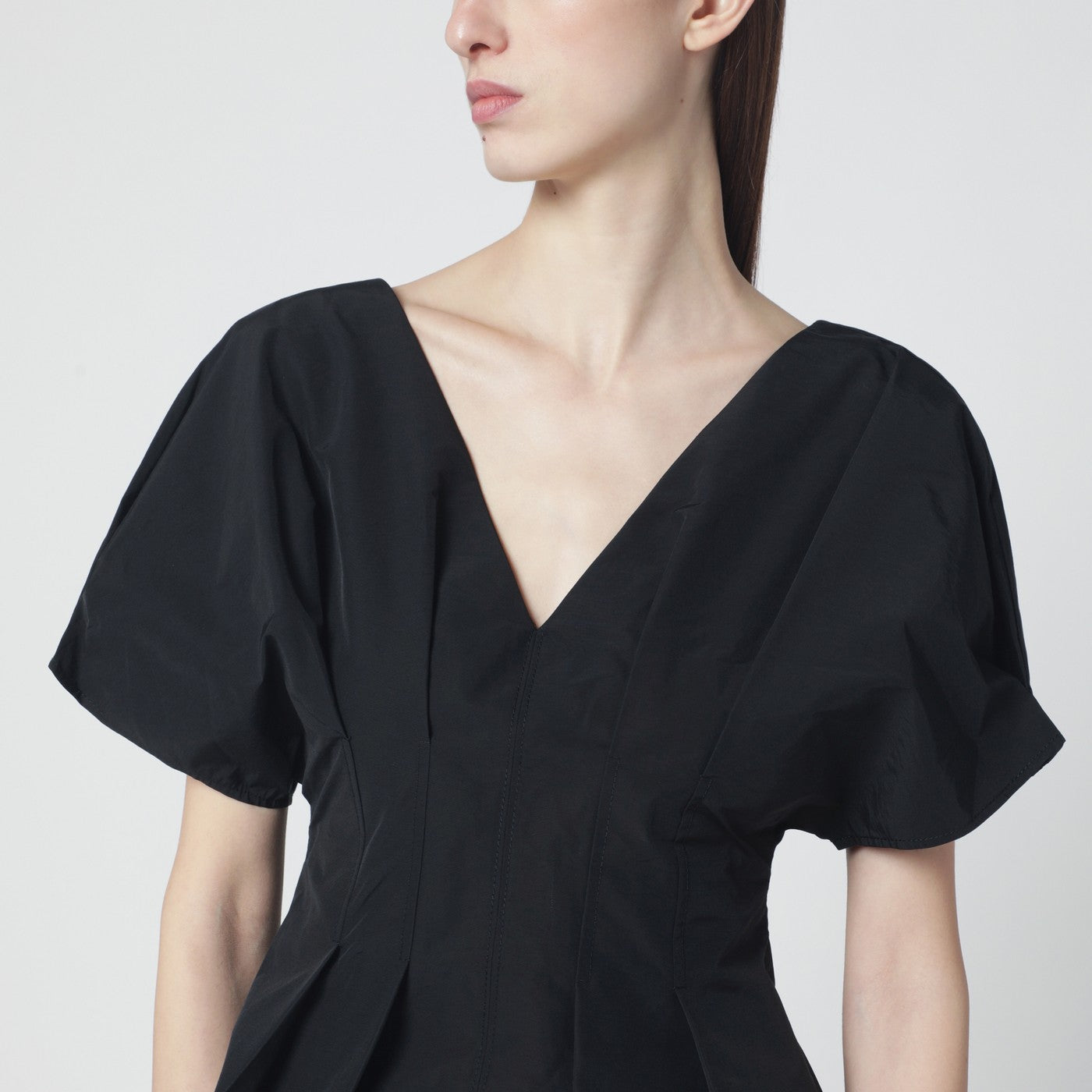 Top Rozen nero in faille di cotone