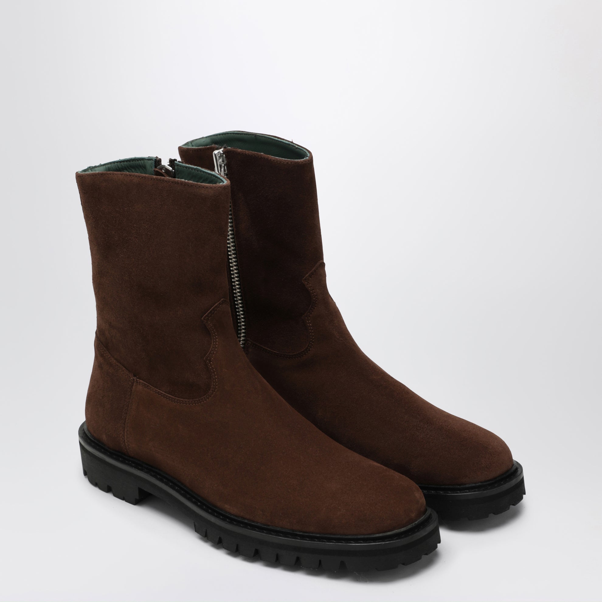Moto ankle boots in brown suede