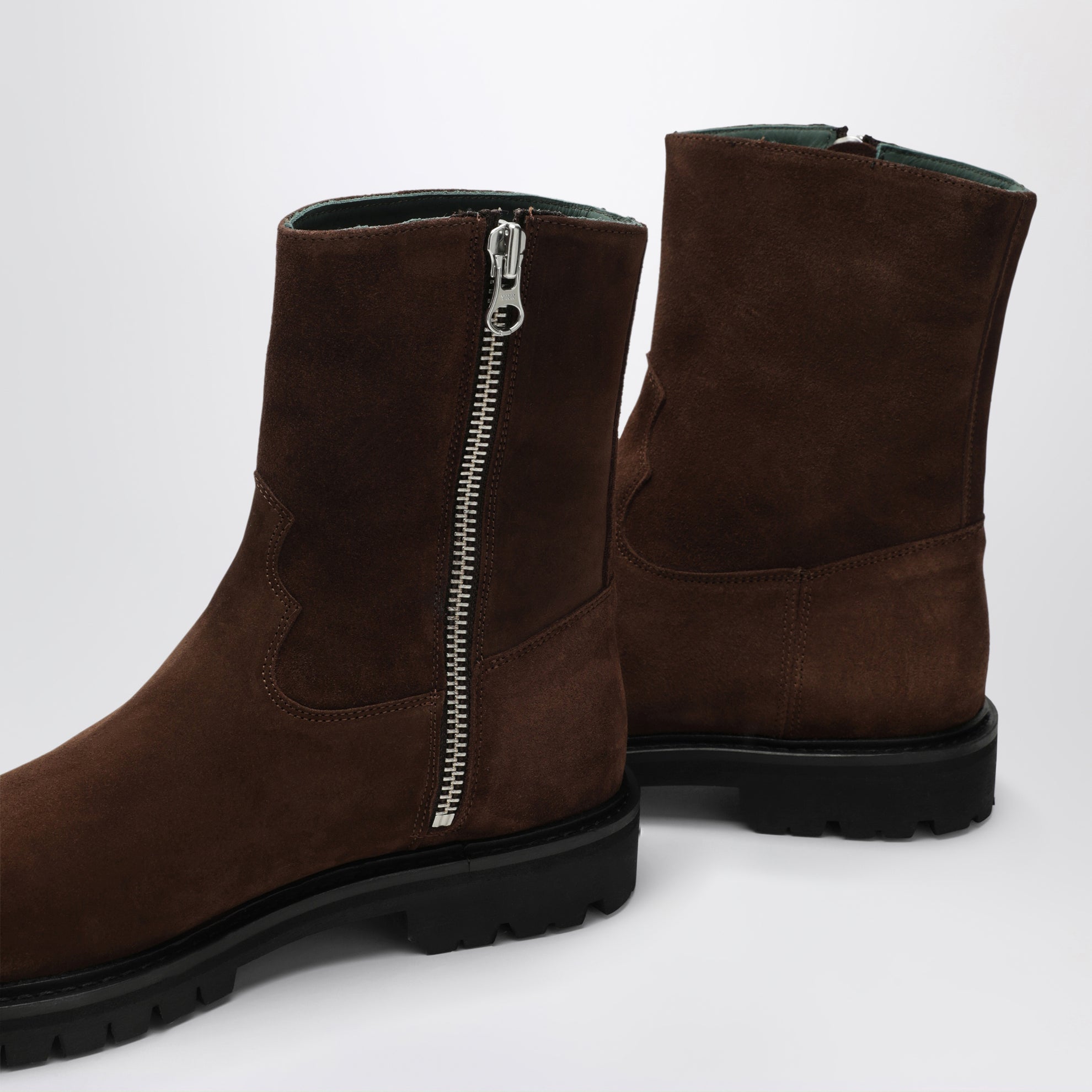 Moto ankle boots in brown suede