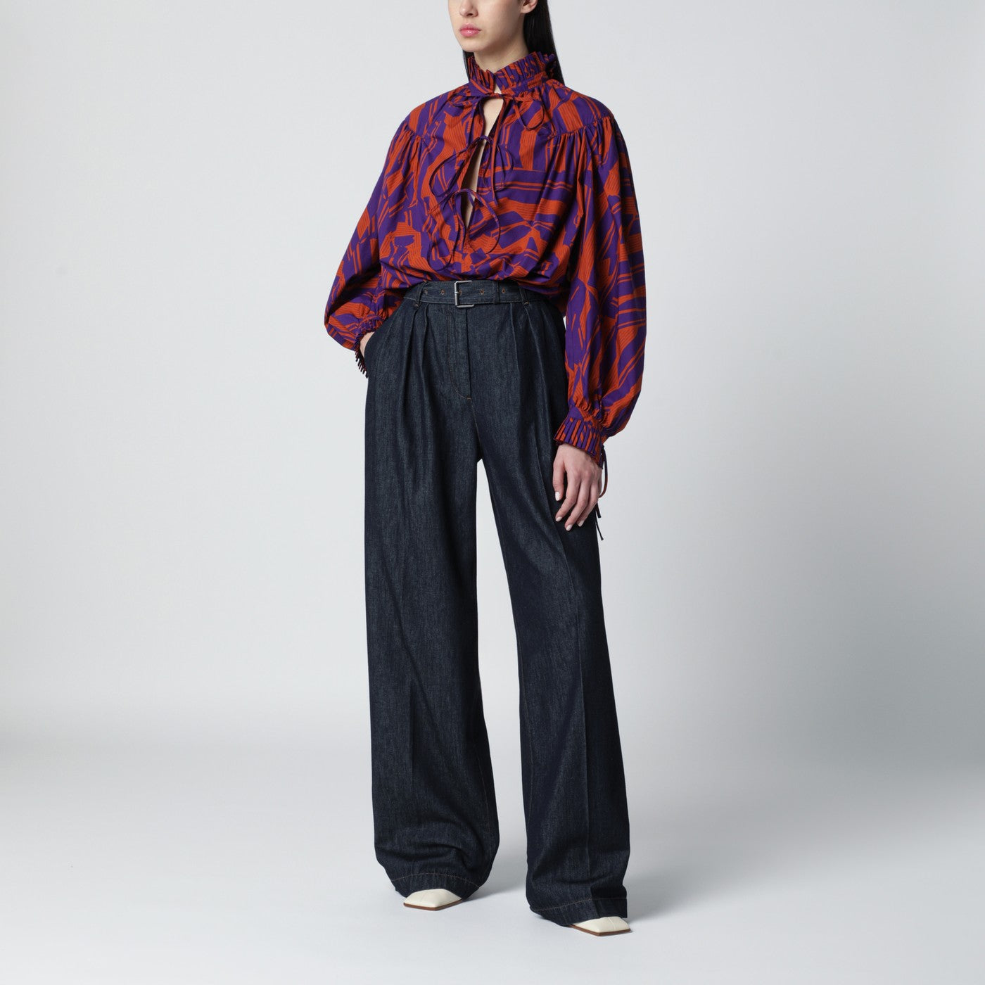 Weite Hose aus indigoblauem Denim