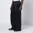 Black satin cargo trousers