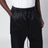 Black satin cargo trousers