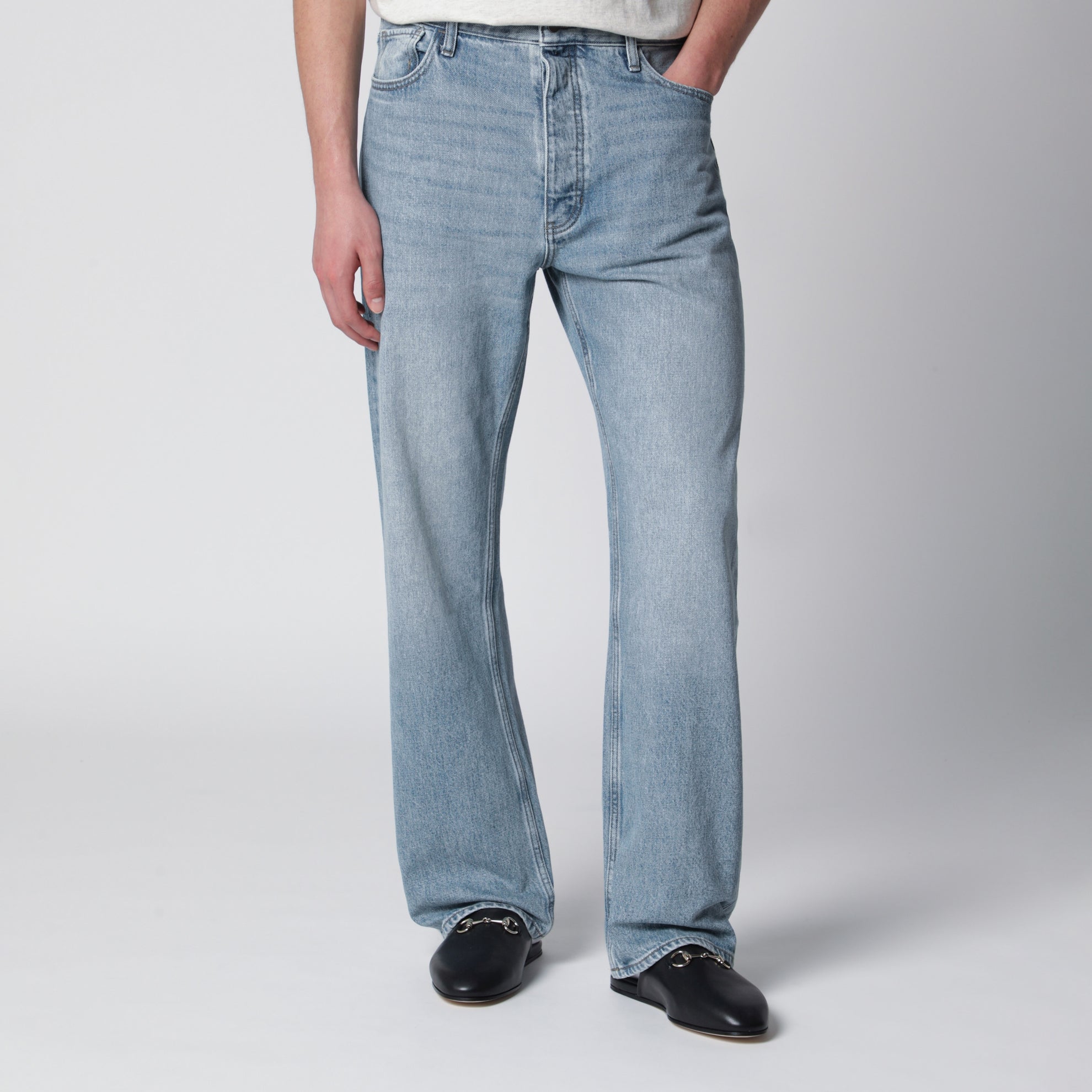 Jeans in denim blu chiaro effetto vintage