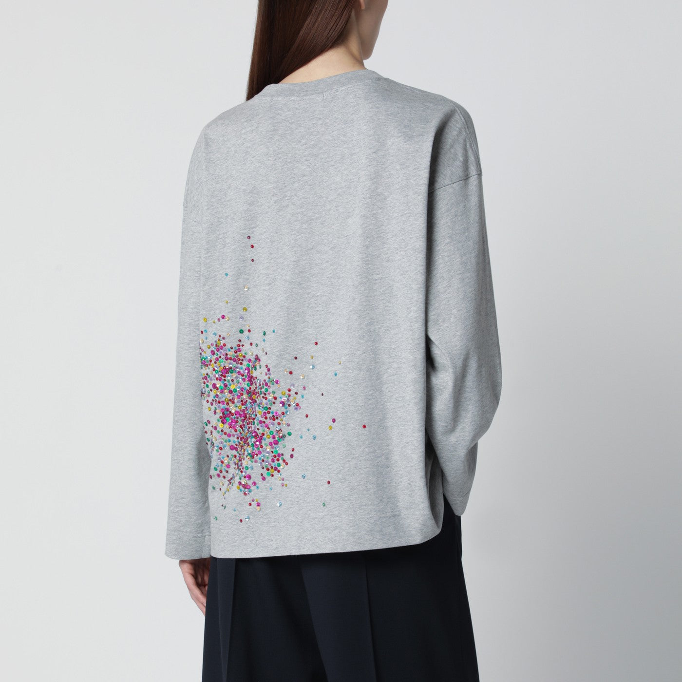 Grey sweater with multicolour Firework embellishments