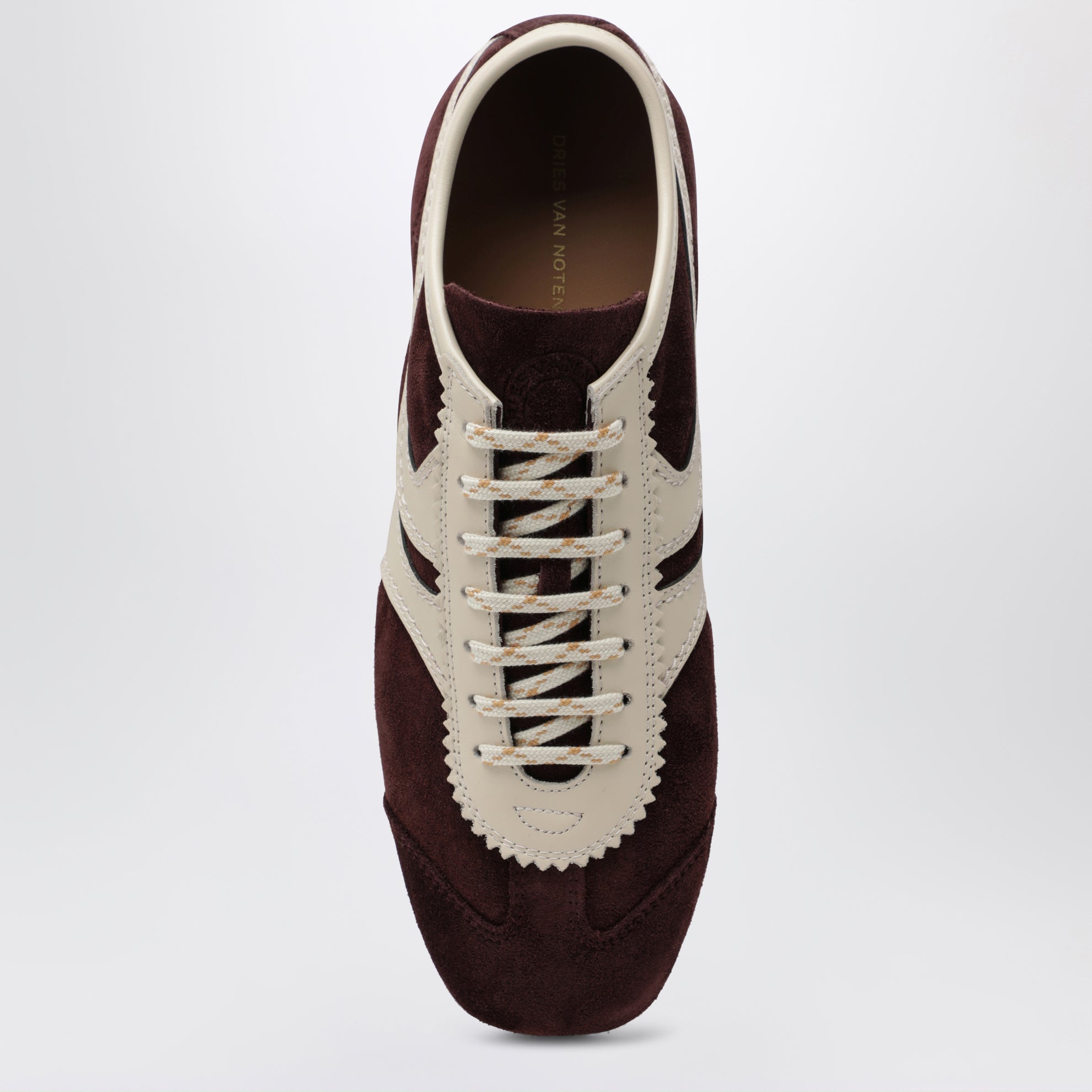 Dark purple/beige suede sneakers