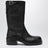 Black leather biker boots