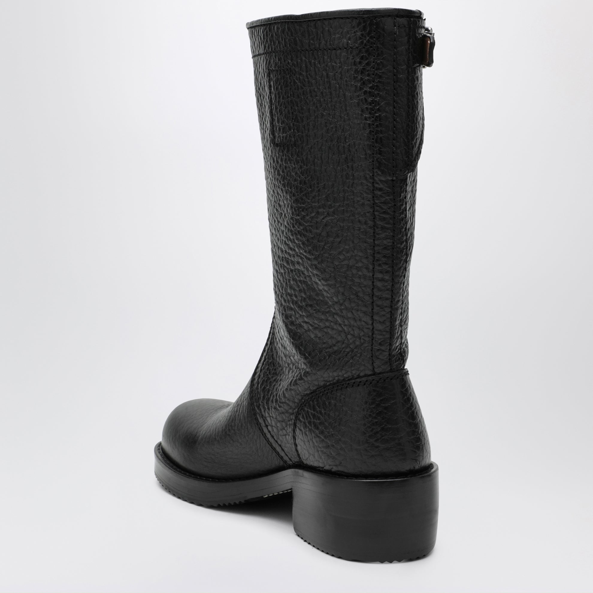 Black leather biker boots