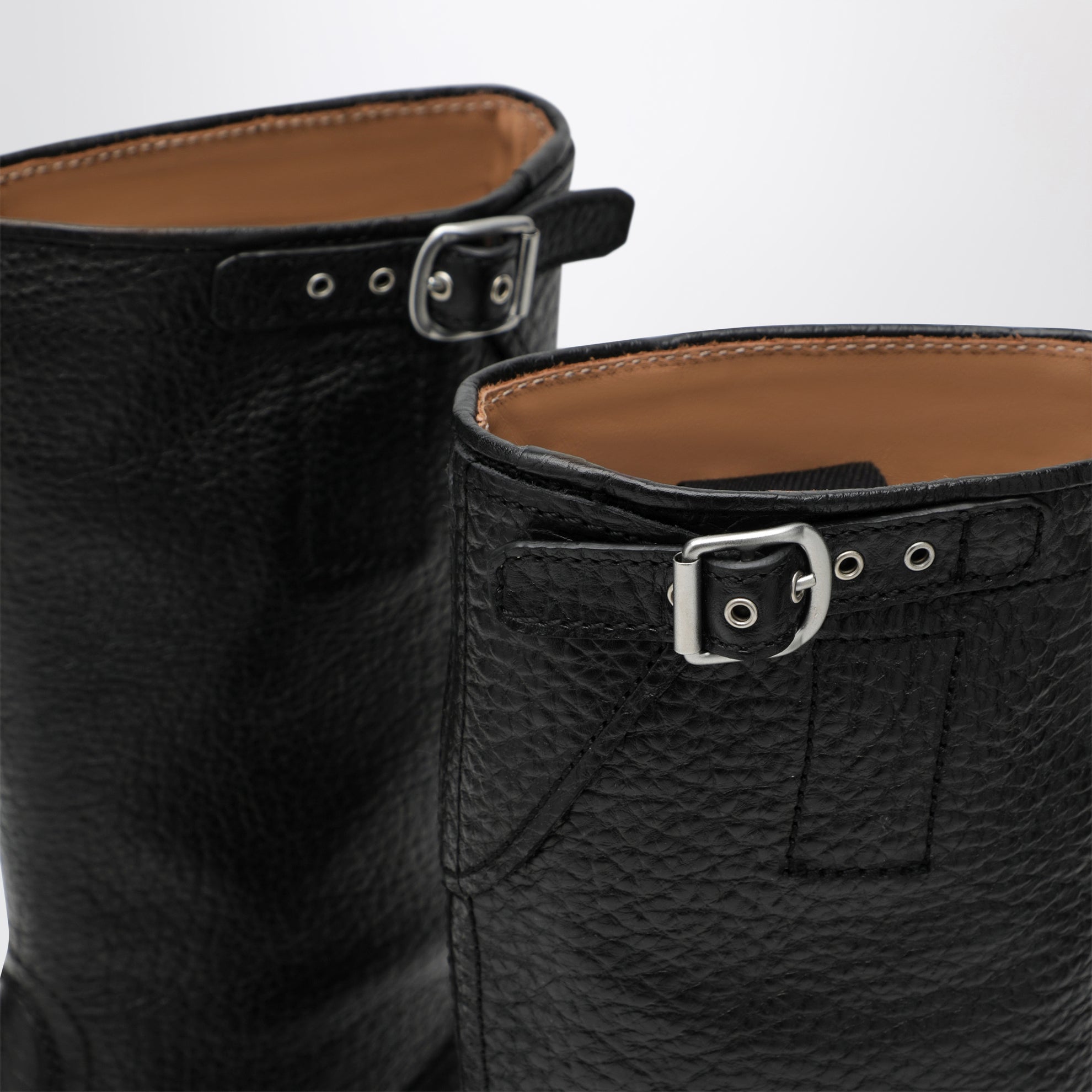 Black leather biker boots