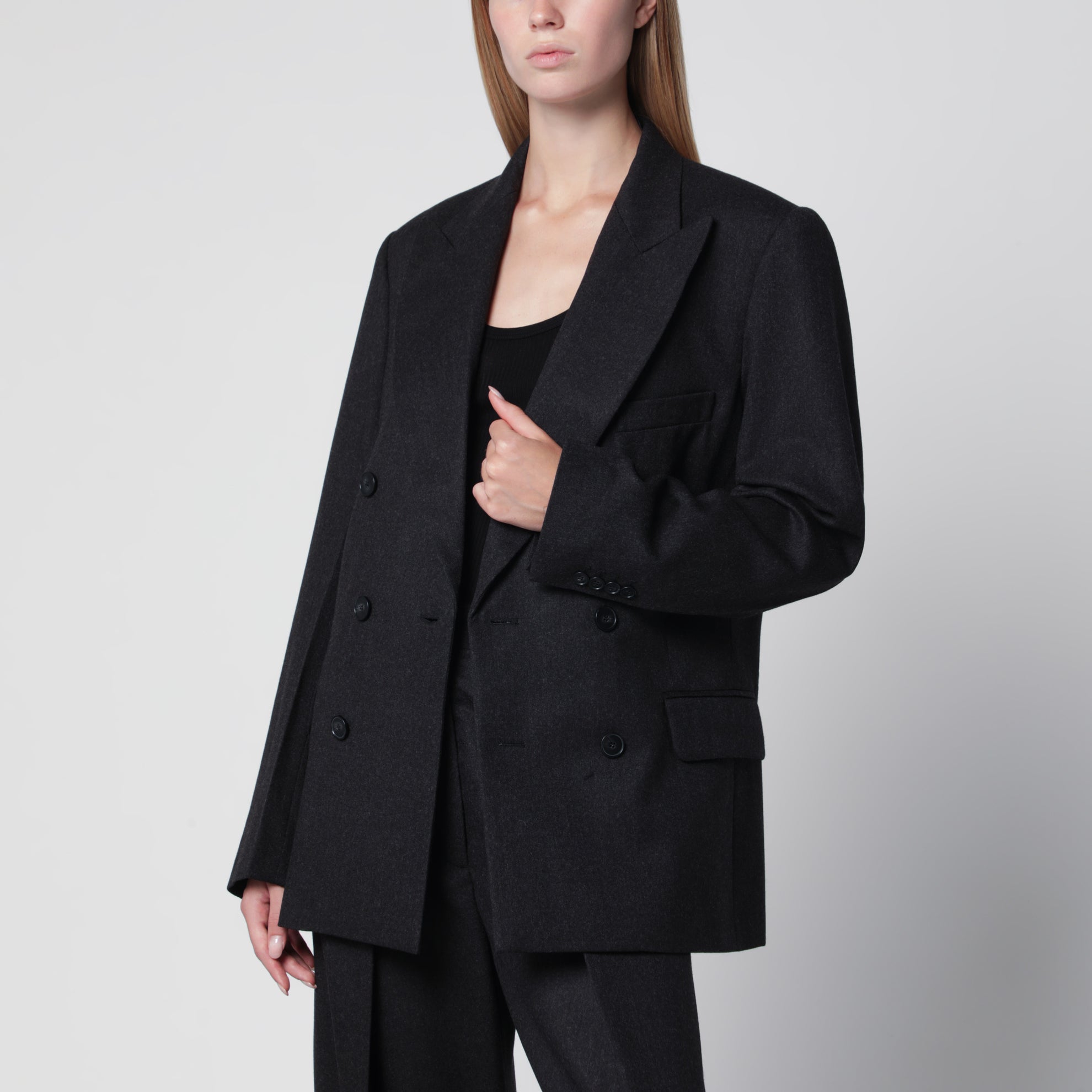 Dark Grey Double-Breasted Wool Jacket