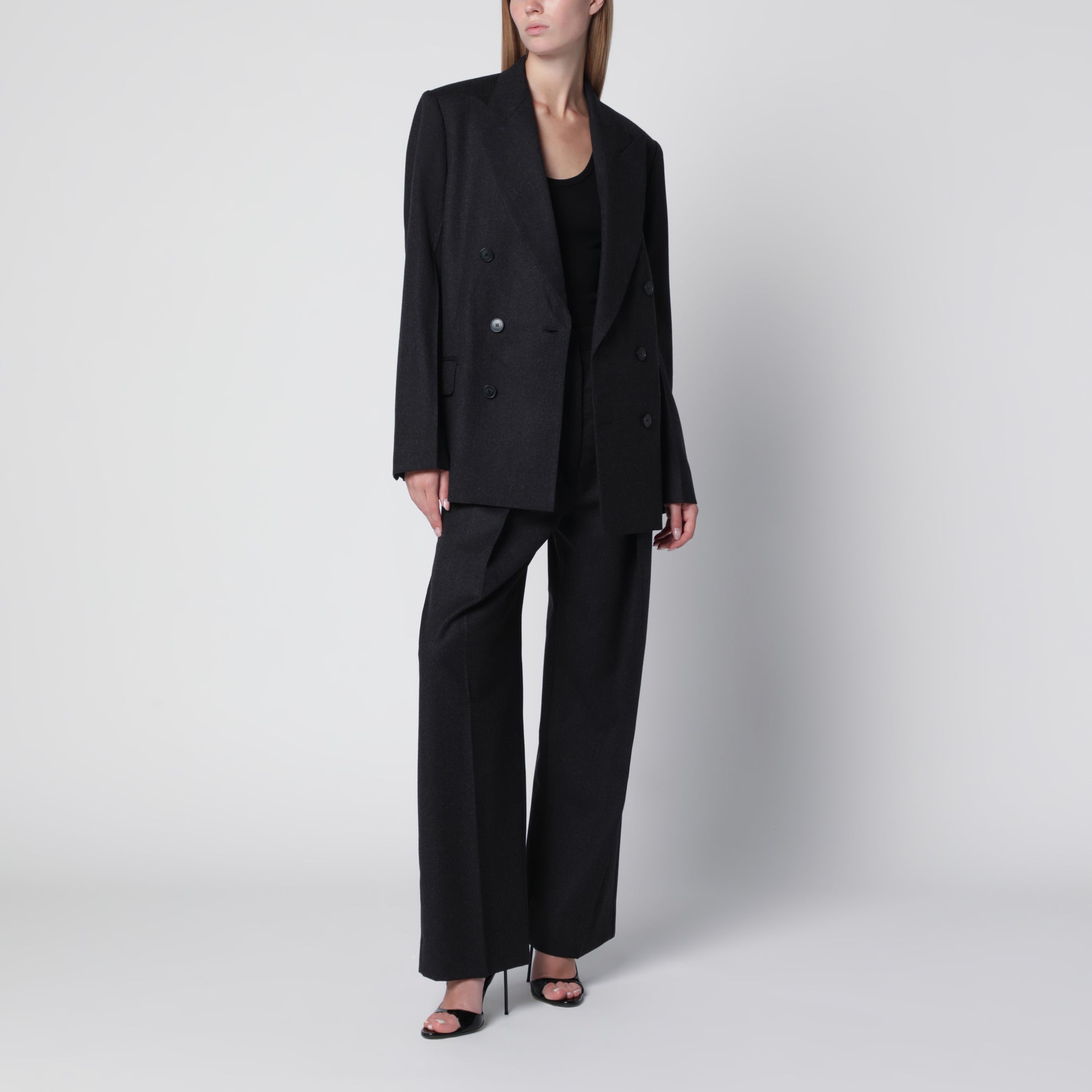 Dark Grey Double-Breasted Wool Jacket