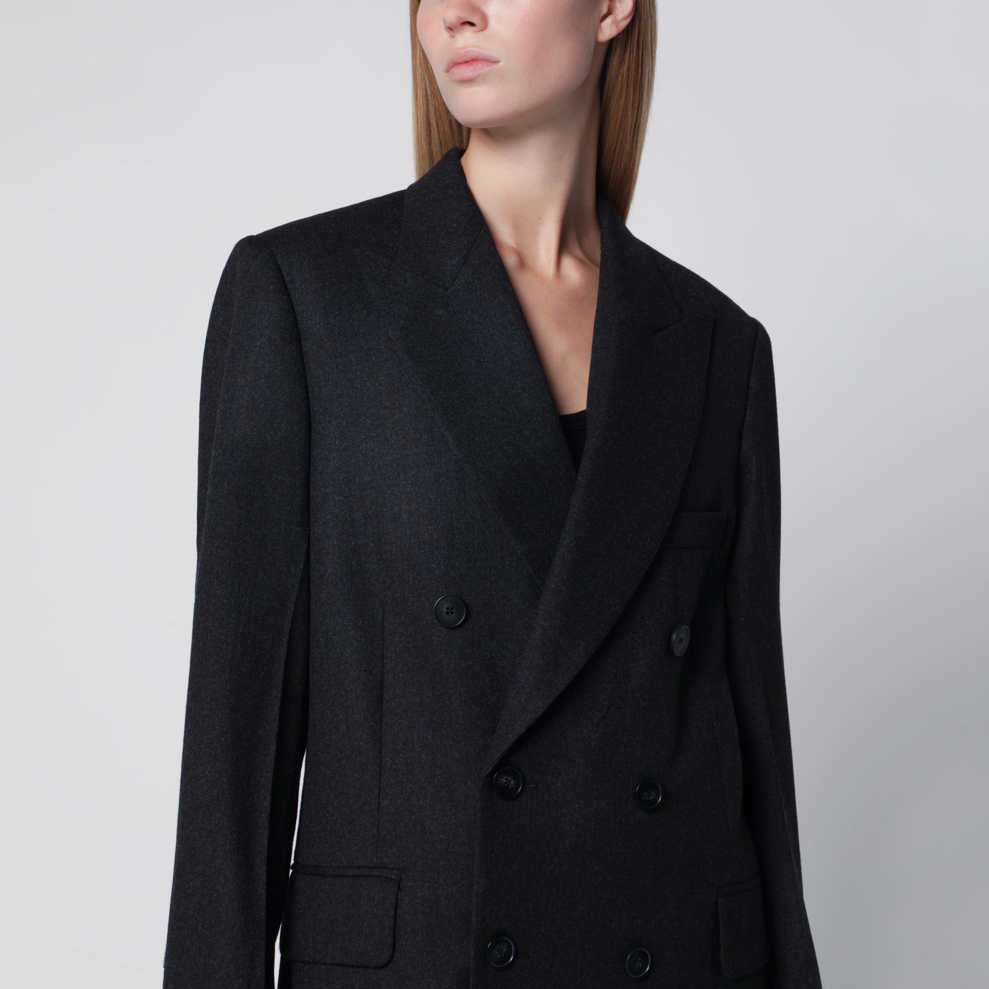 Dark Grey Double-Breasted Wool Jacket