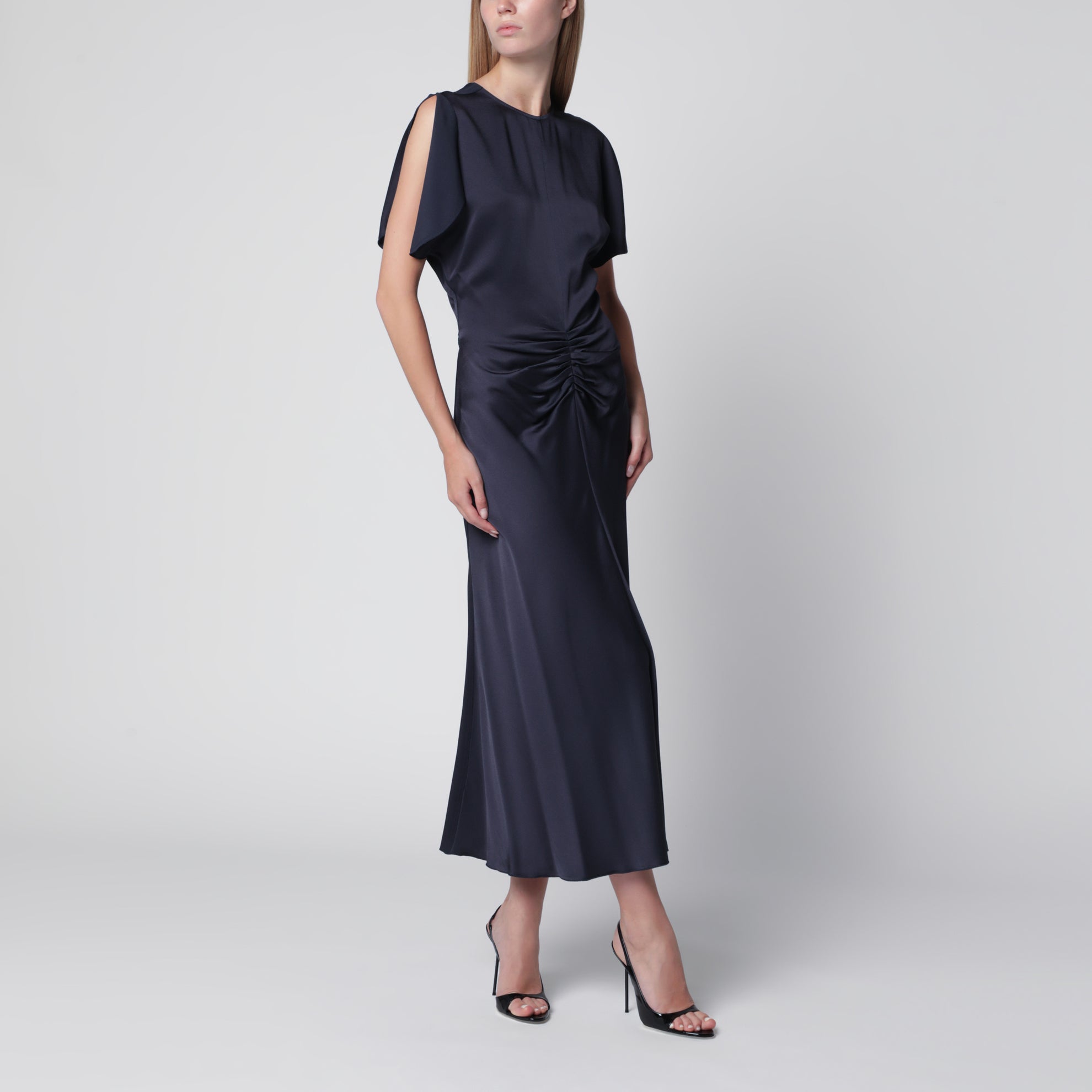 Robe midi Bela en crêpe satin Midnight