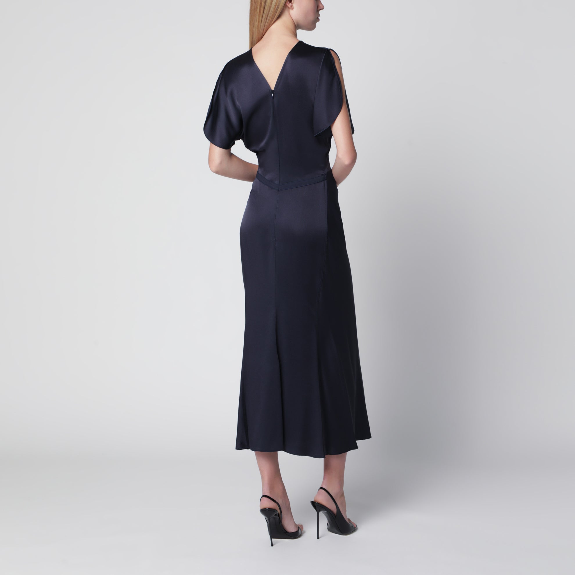 Robe midi Bela en crêpe satin Midnight