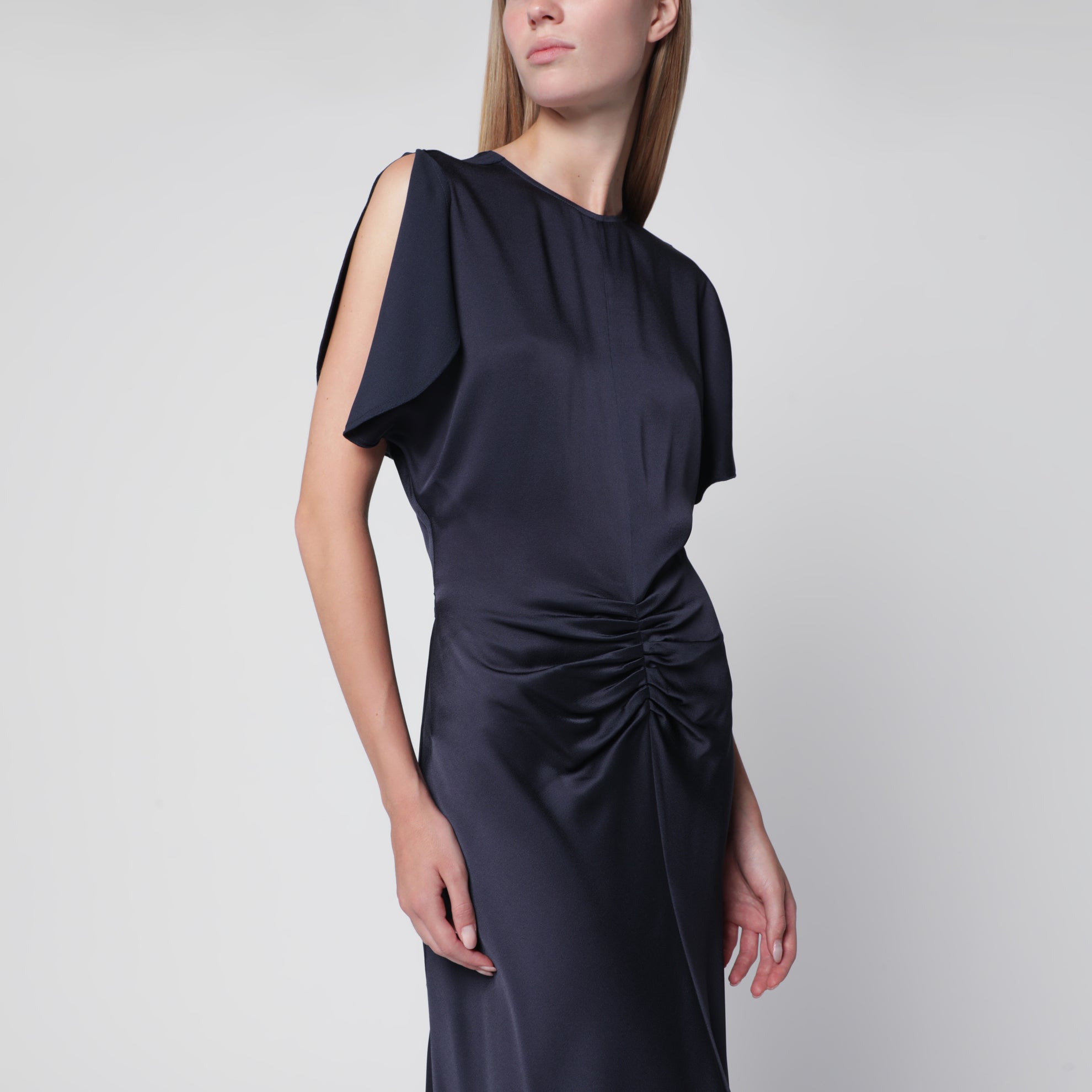 Robe midi Bela en crêpe satin Midnight