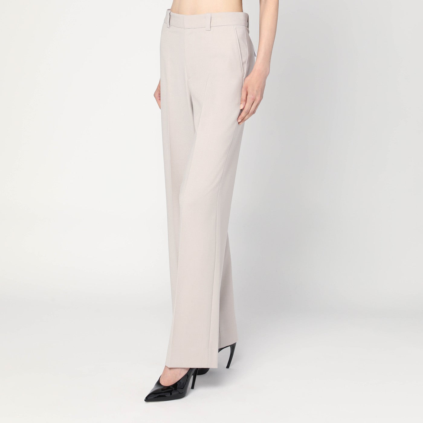 Hose in Bimssteinfarbe aus Wollmischung