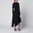 Asymmetrisches Kleid mit Drapierungen aus schwarzem Stretchstoff