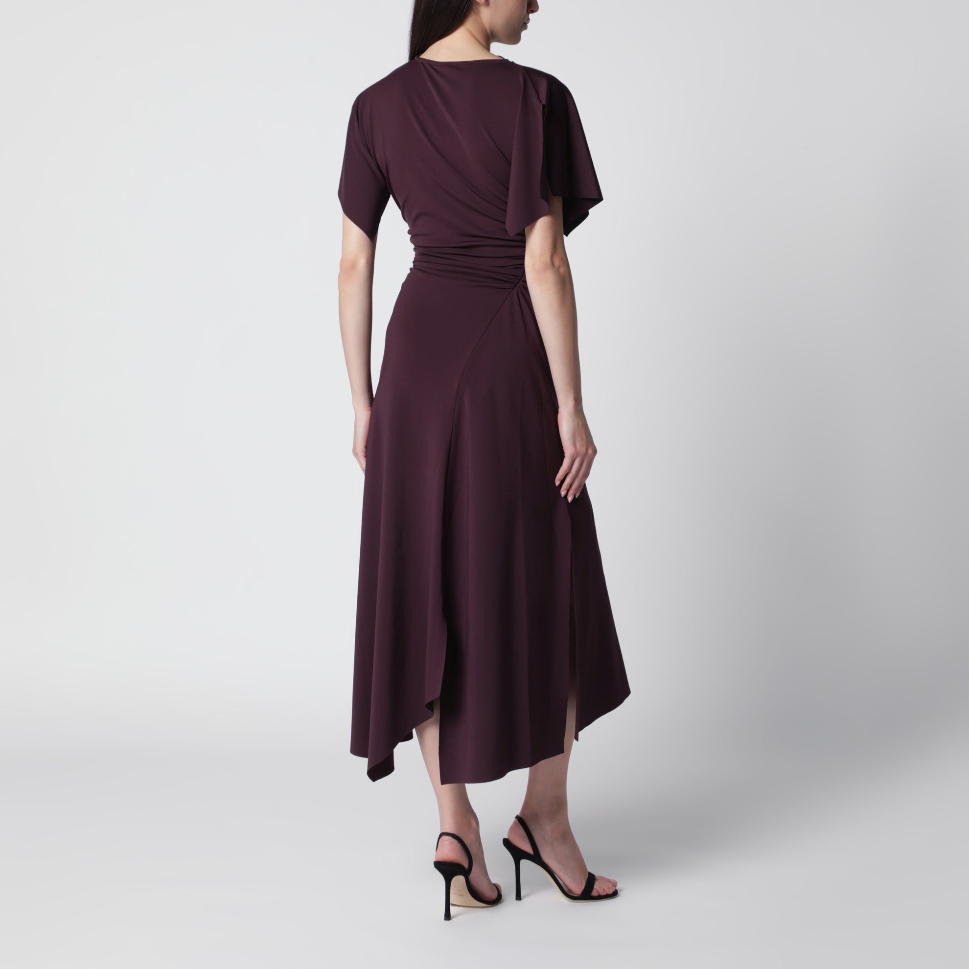 Blackcurrant black draped midi dress