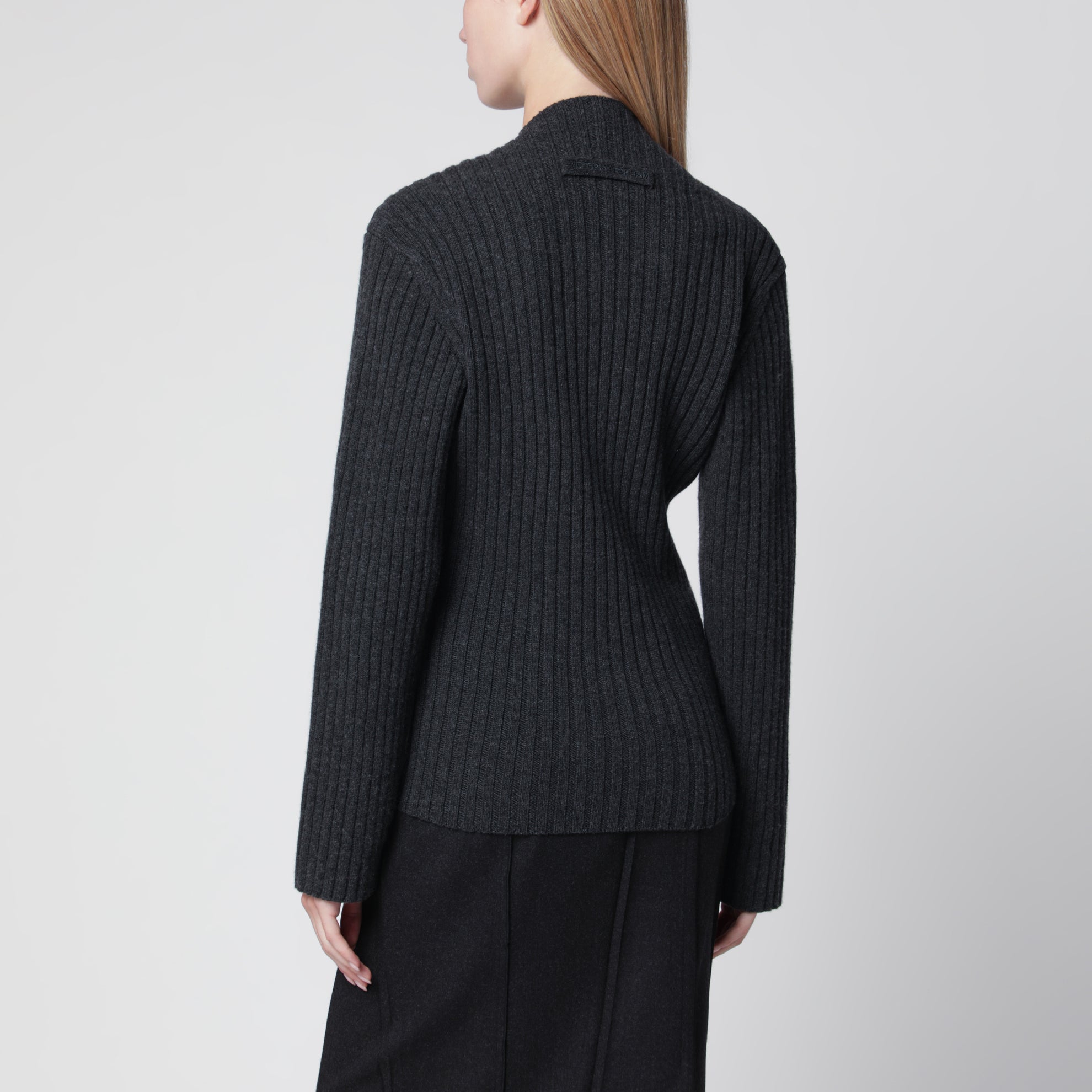 Gerippter Pullover aus bordeauxfarbener Wolle und Kaschmir