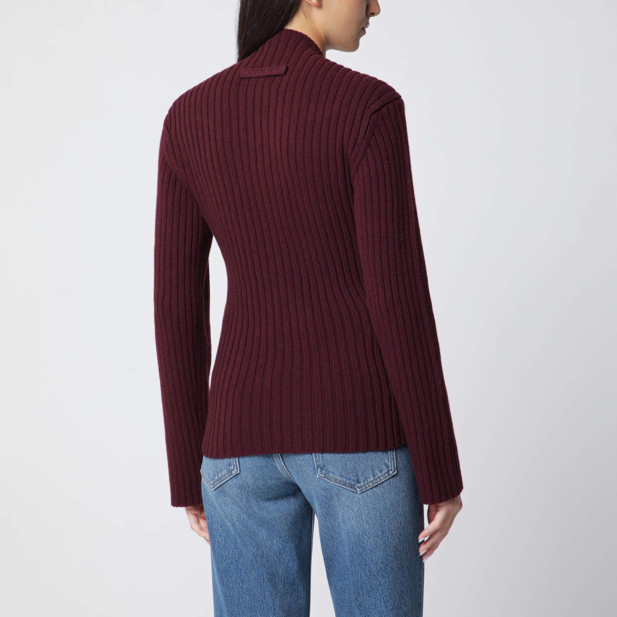 Gerippter Pullover aus dunkelgrauer Wolle und Kaschmir