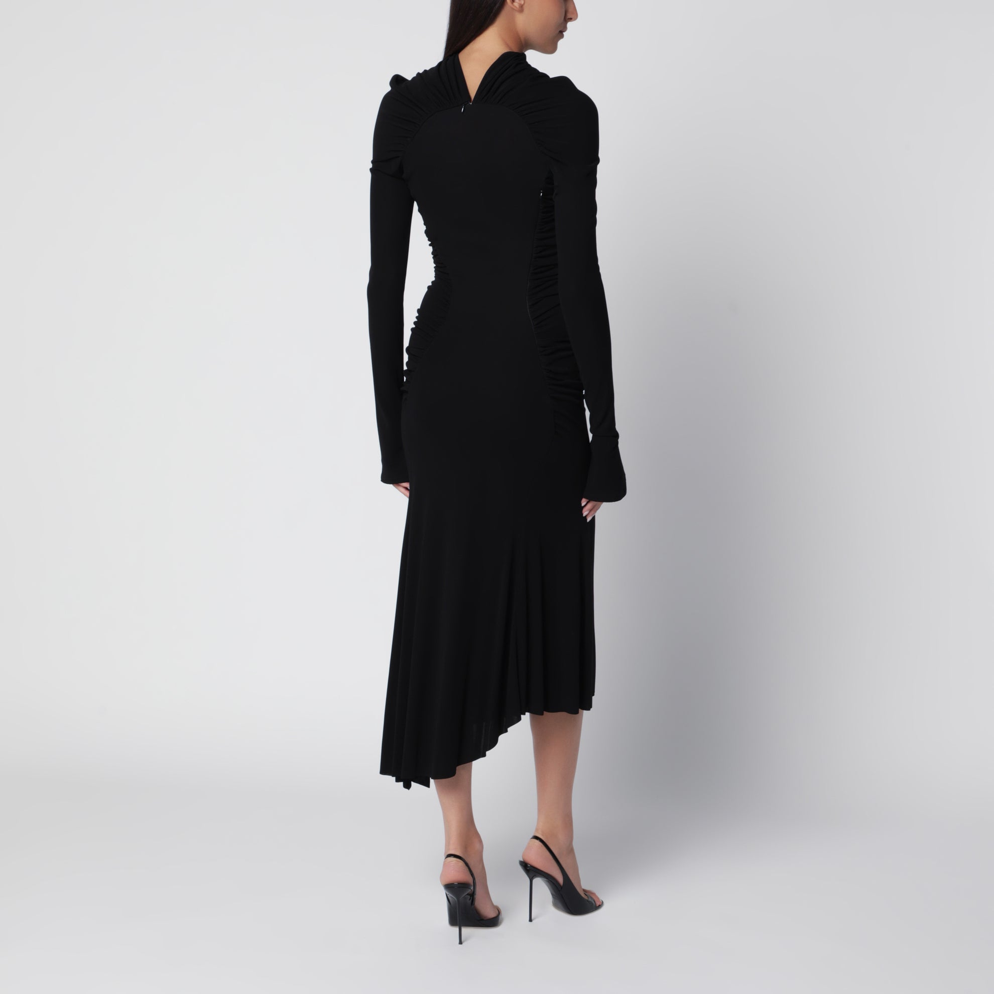 Abito midi nero in viscosa