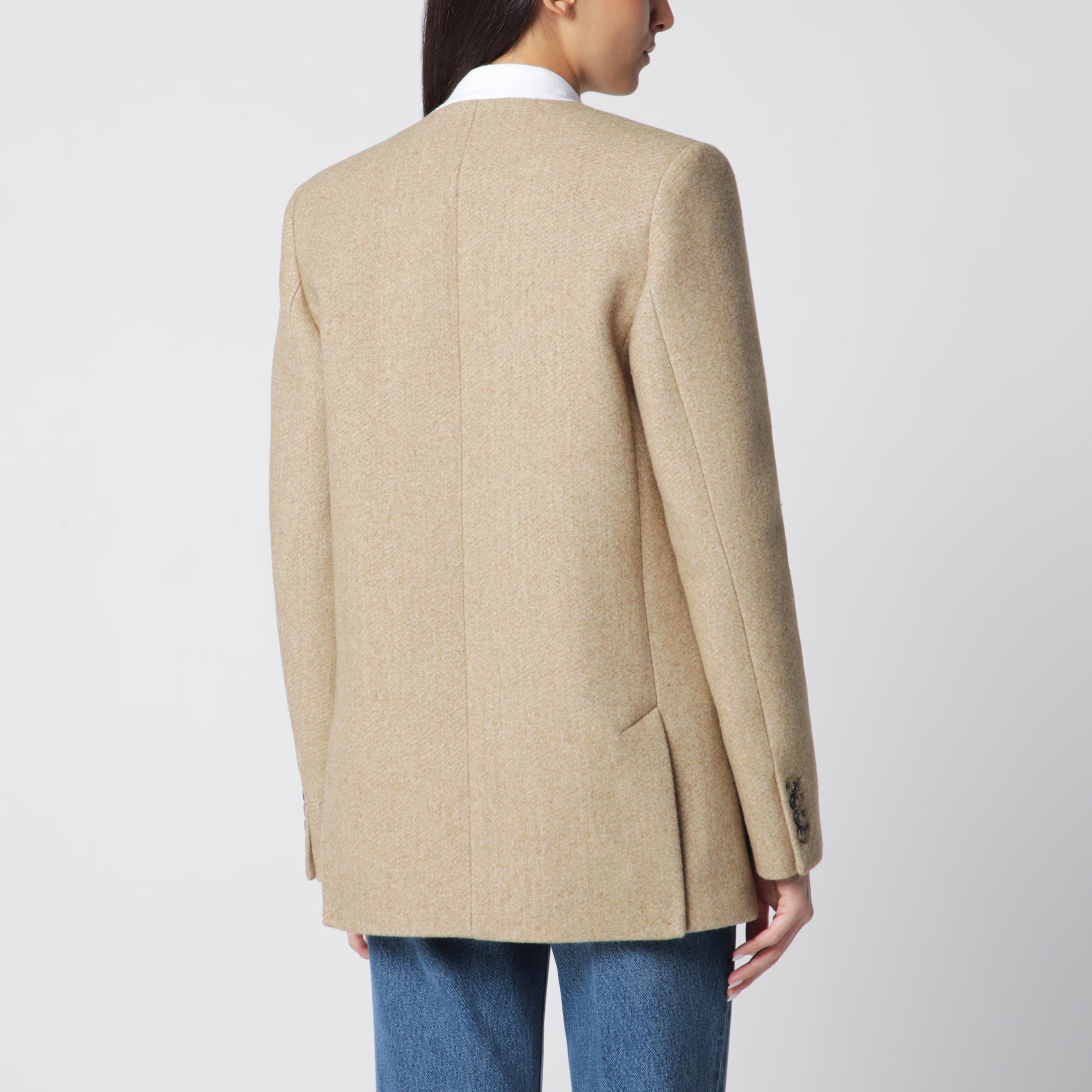 Beatrice Double-Breasted Jacket in Camel Wool