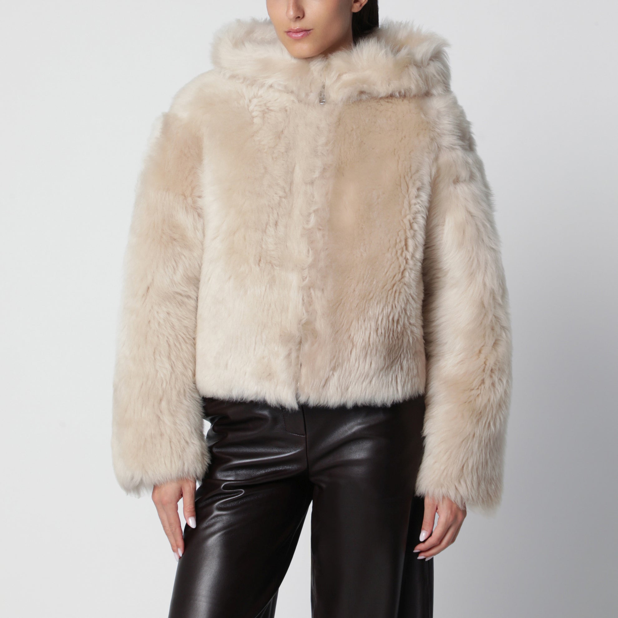 Giacca con zip Bianca reversibile color alabastro