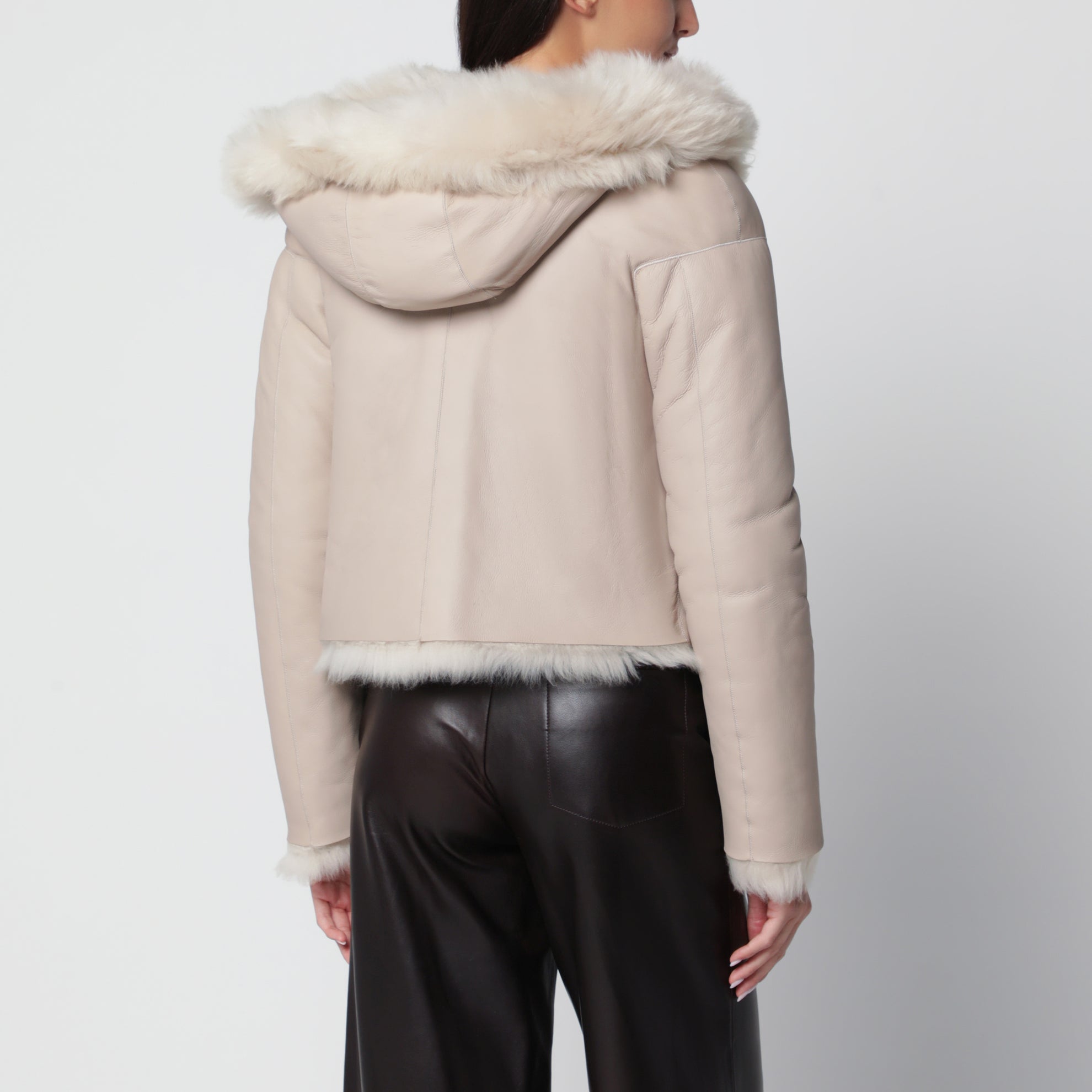 Giacca con zip Bianca reversibile color alabastro