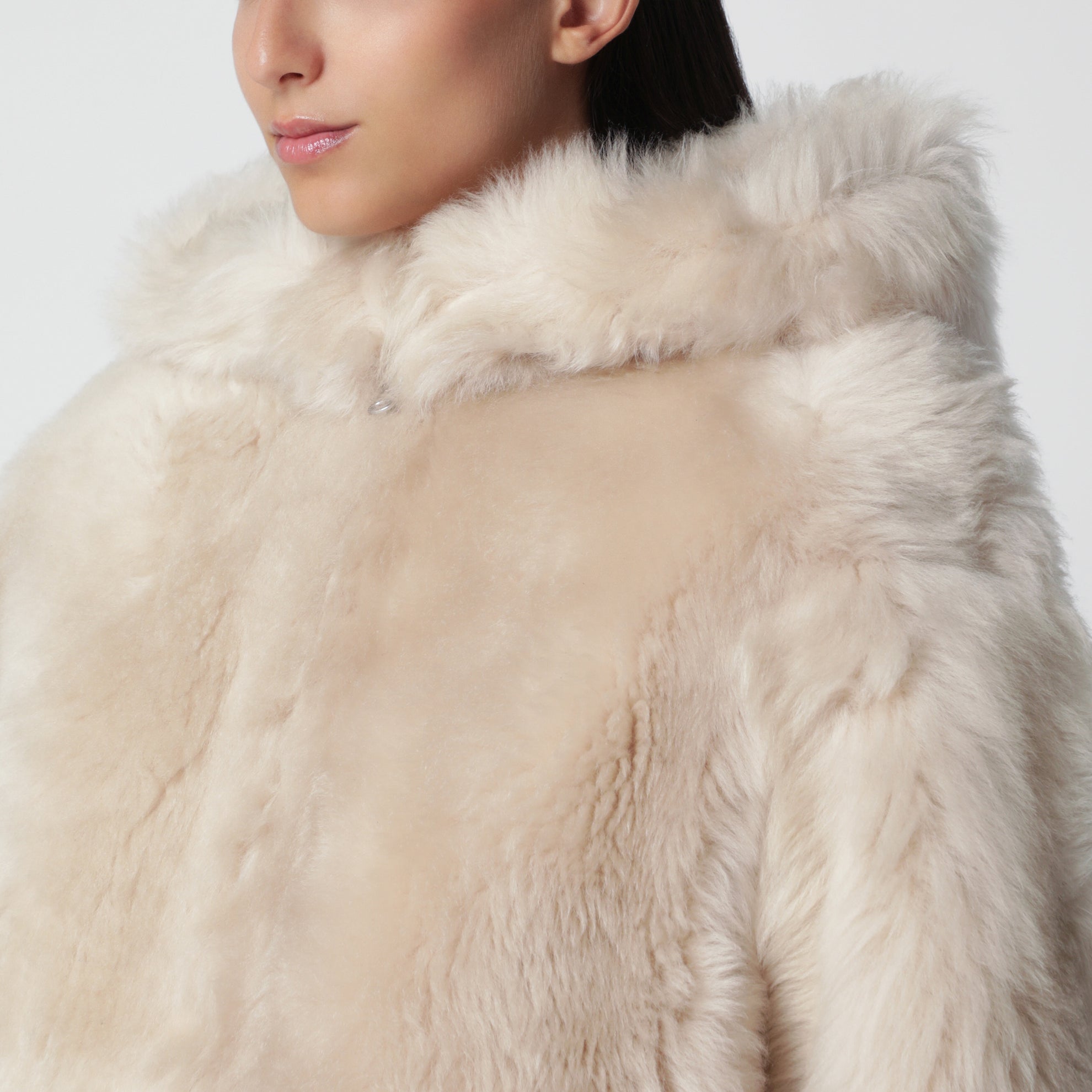 Giacca con zip Bianca reversibile color alabastro