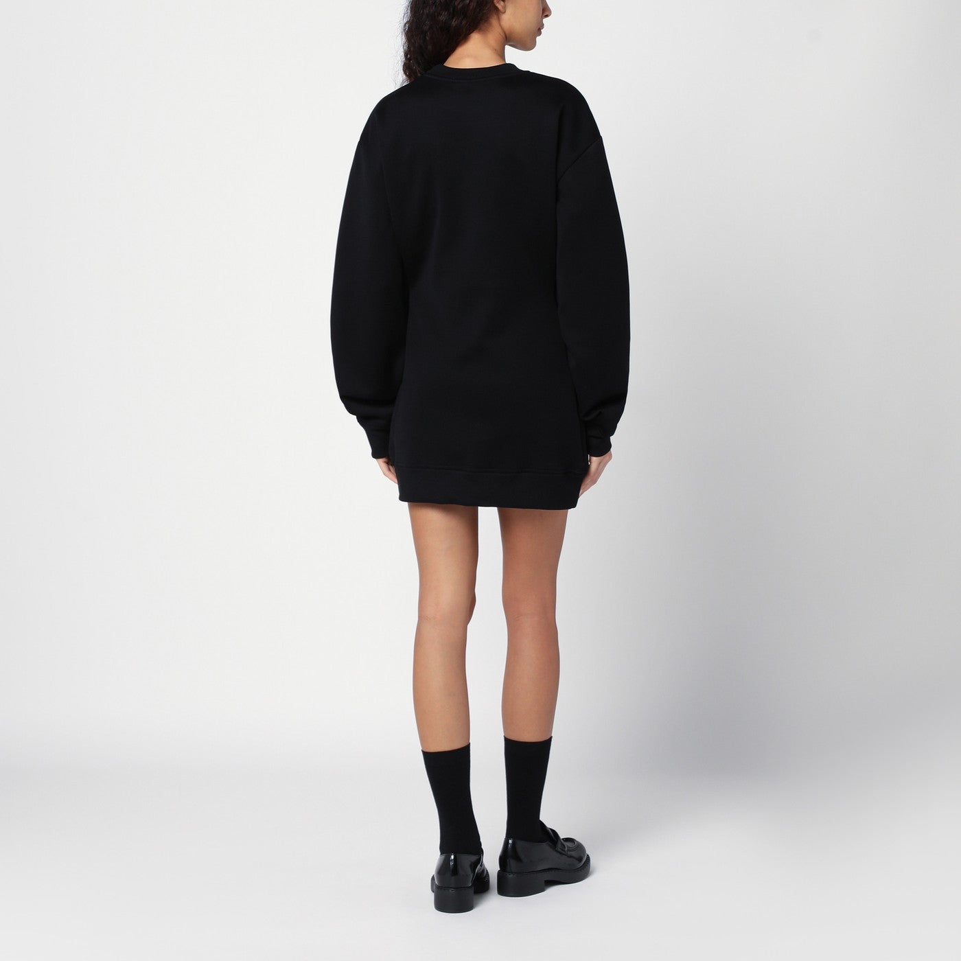 Black short plush dress with logo triangle