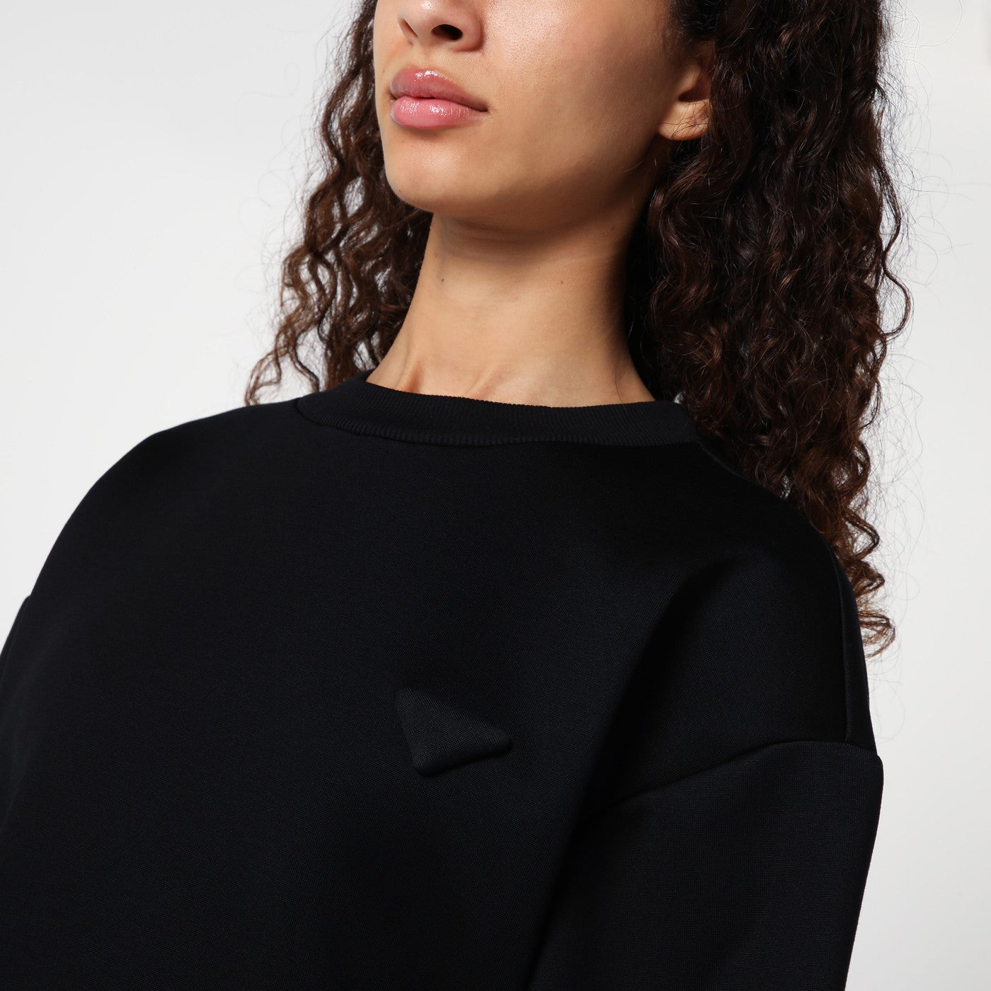 Black short plush dress with logo triangle