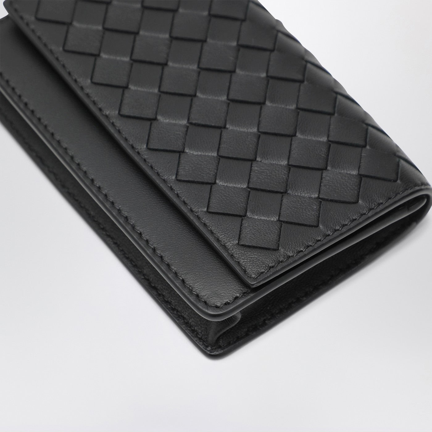 Small Black Intrecciato Continental Wallet