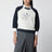 Sweat à col rond en coton naturel/bleu marine