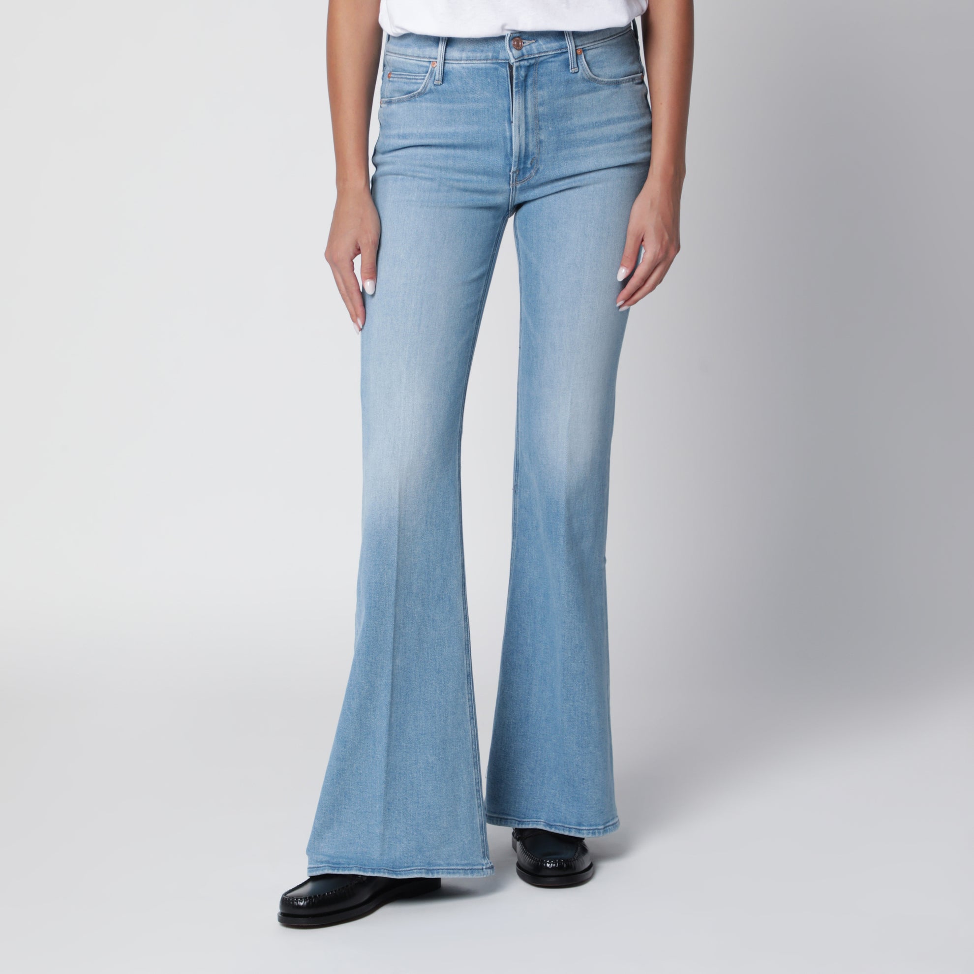 The Doozy flared trousers in light blue denim