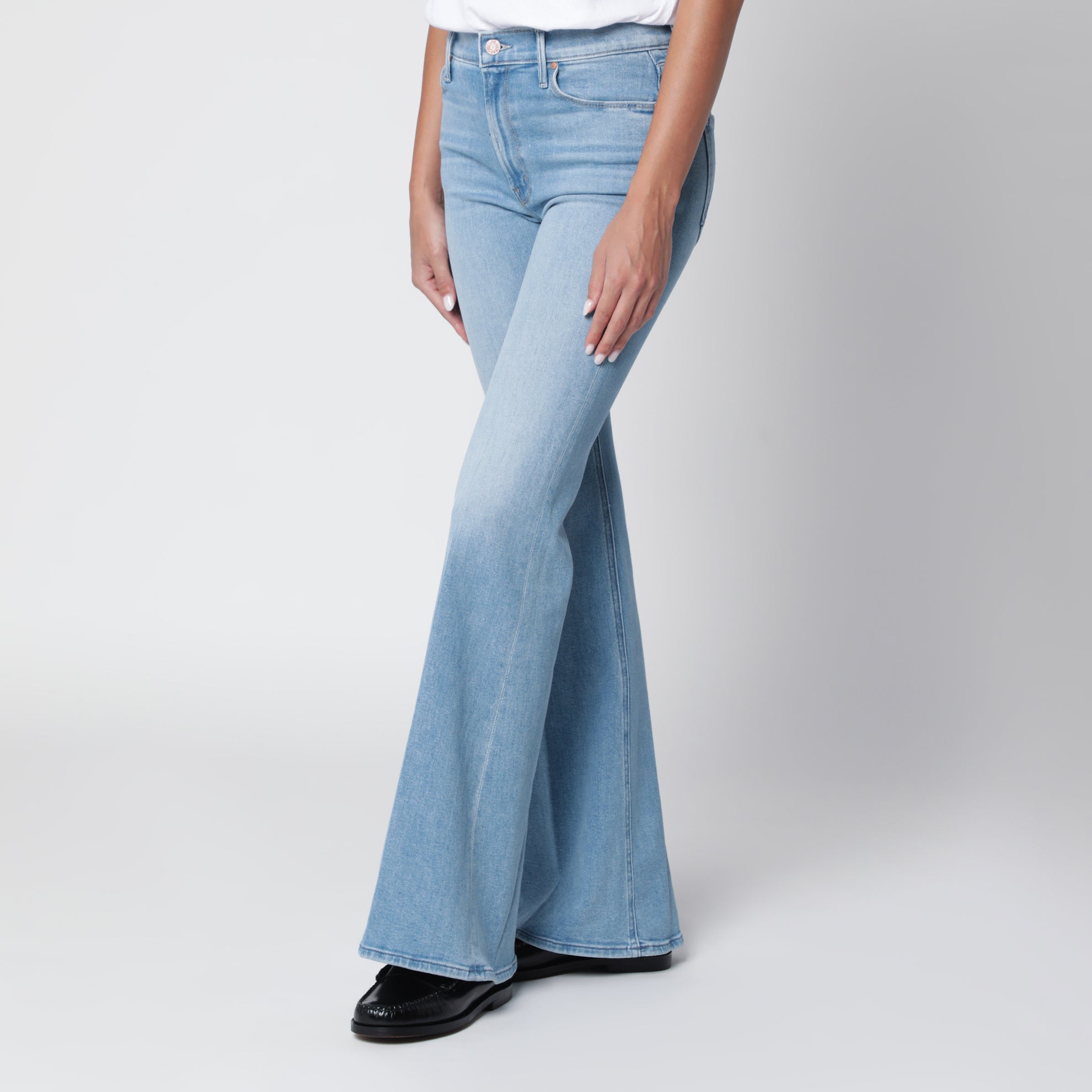 The Doozy flared trousers in light blue denim