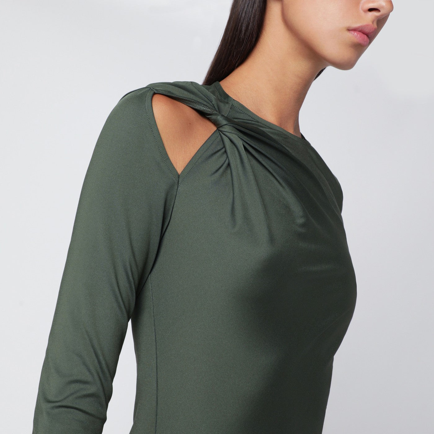 Midi dress in oregano green with interlace