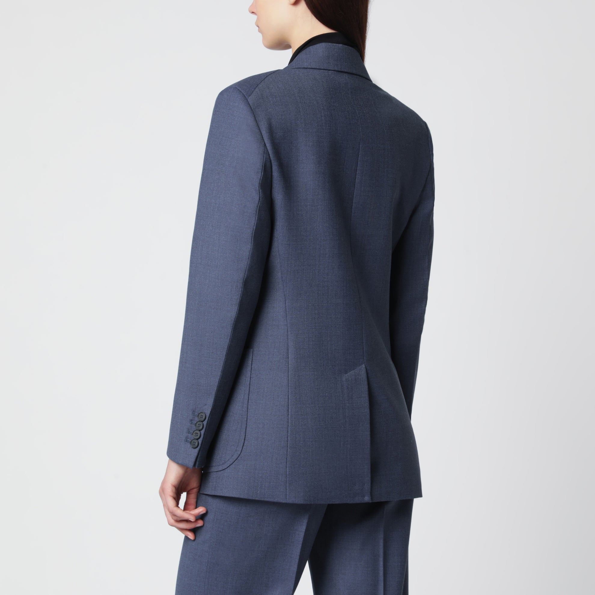 Giacca monopetto Katherine in misto lana blu mélange